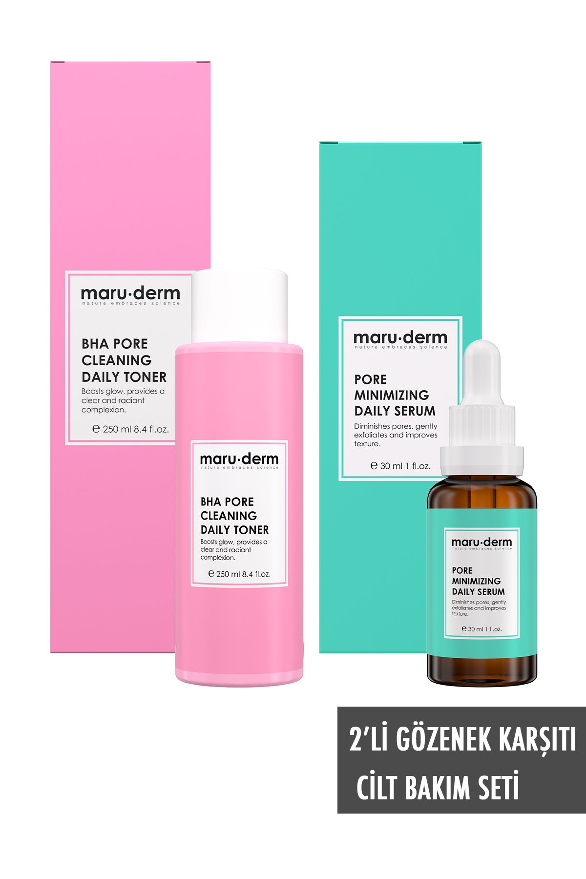 Maru.Derm Maruderm 2'Li Avantajlı Gözenek Sıkılaştırıcı Set - BHA Tonik & Gözenek Serumu-2