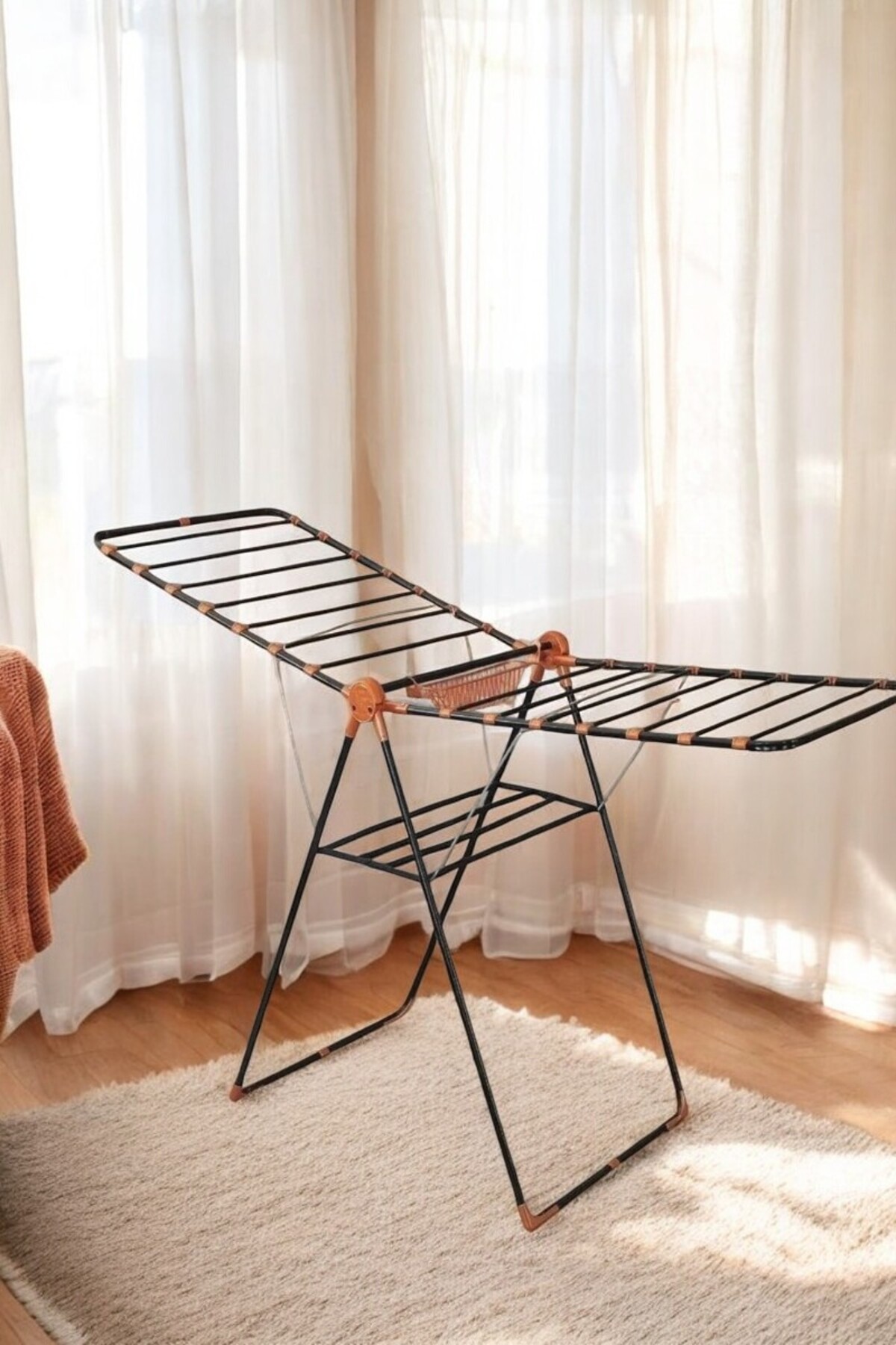 Laundry Hanger with Peg Basket Clothes Drying Rack Thick Wire Hanger with Peg Gift