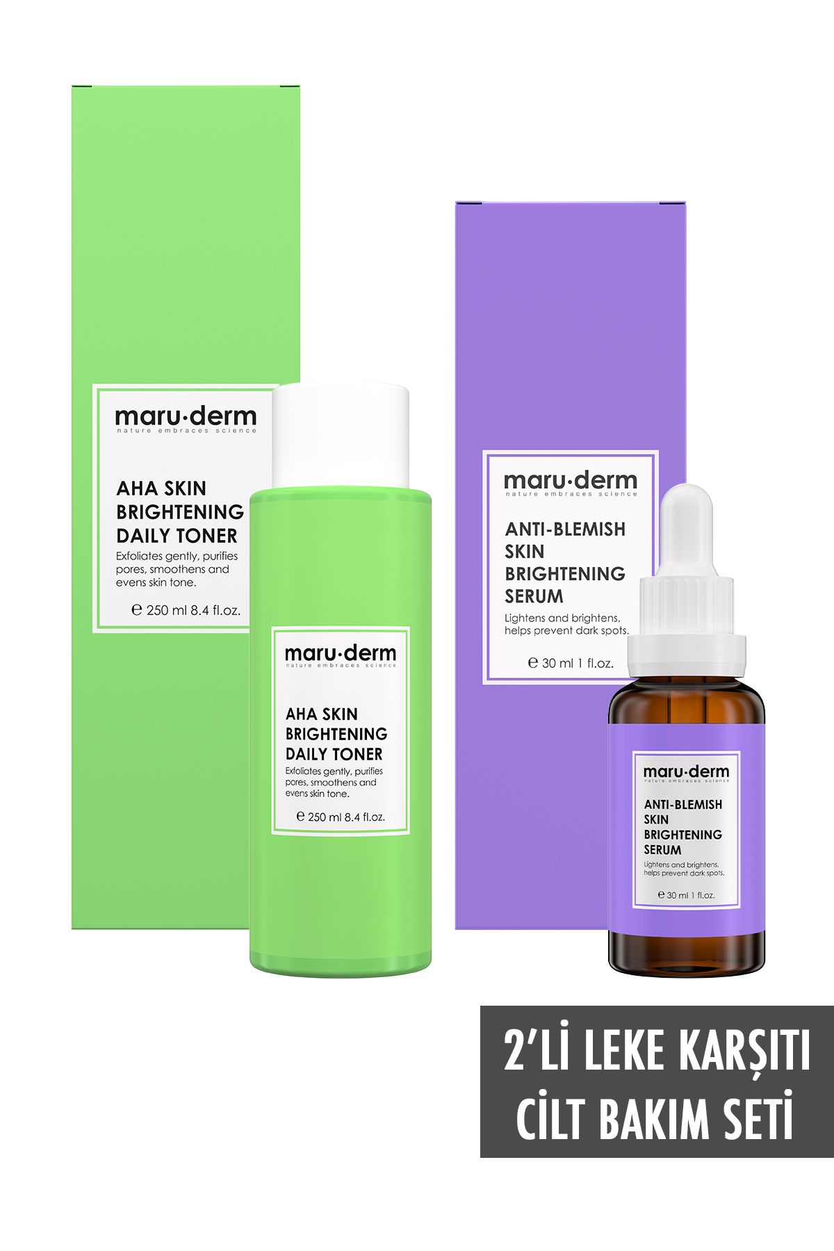 Maru.Derm Maruderm 2'li Avantajlı Set - AHA Tonik & Leke Karşıtı Cilt Bakım Serumu-2