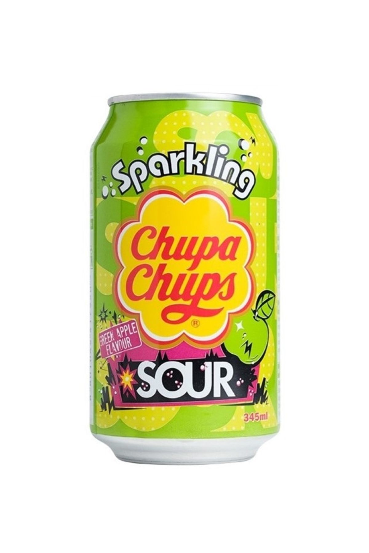 Chupa Chups Sparkling Green Apple Flavour - Yeşil Elma Aromalı Gazlı İçecek 345 Ml