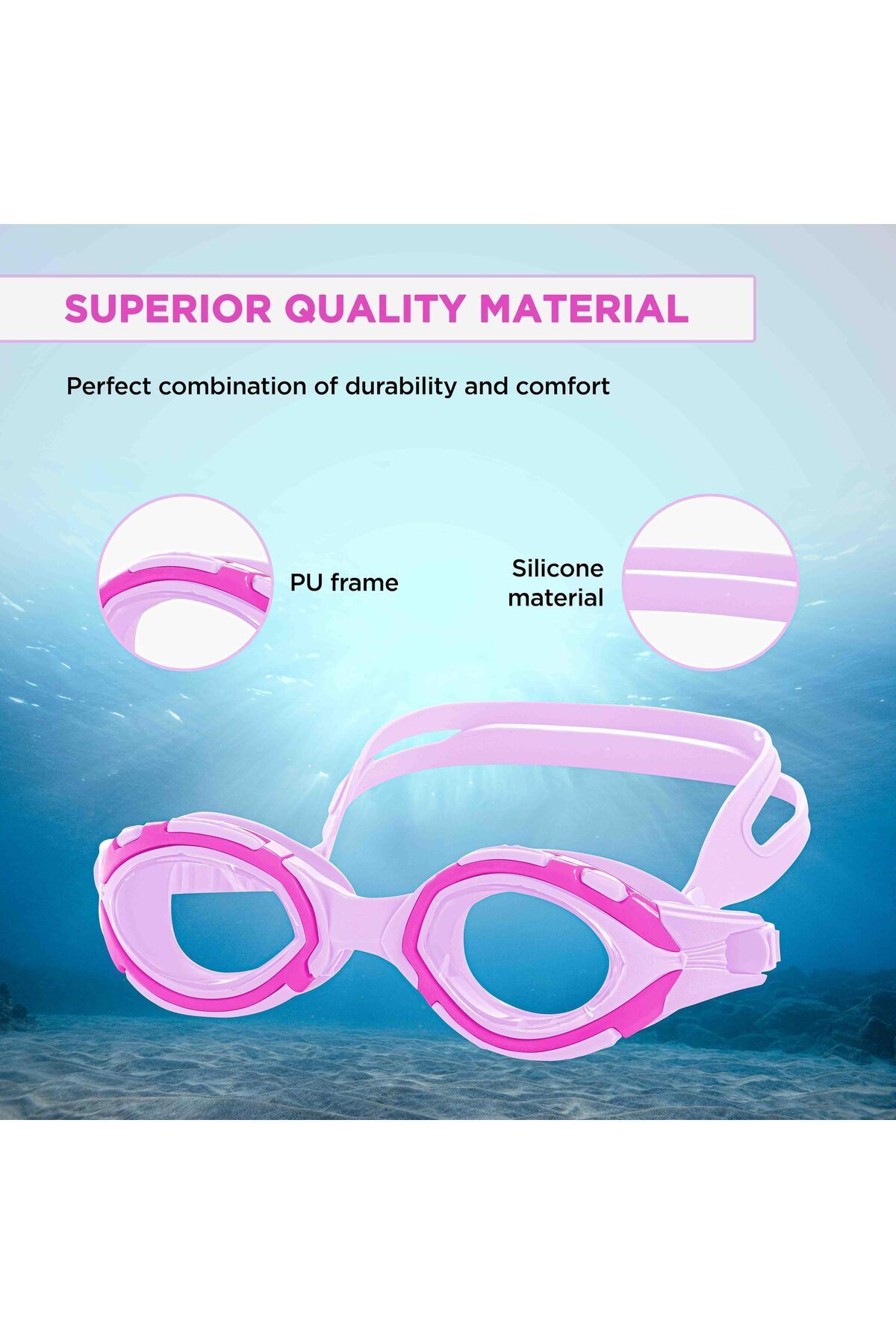 Endless-Swimming Goggle | Anti-fog & Uv Protection | Pink | Adjustable Strap | Hard Case 3