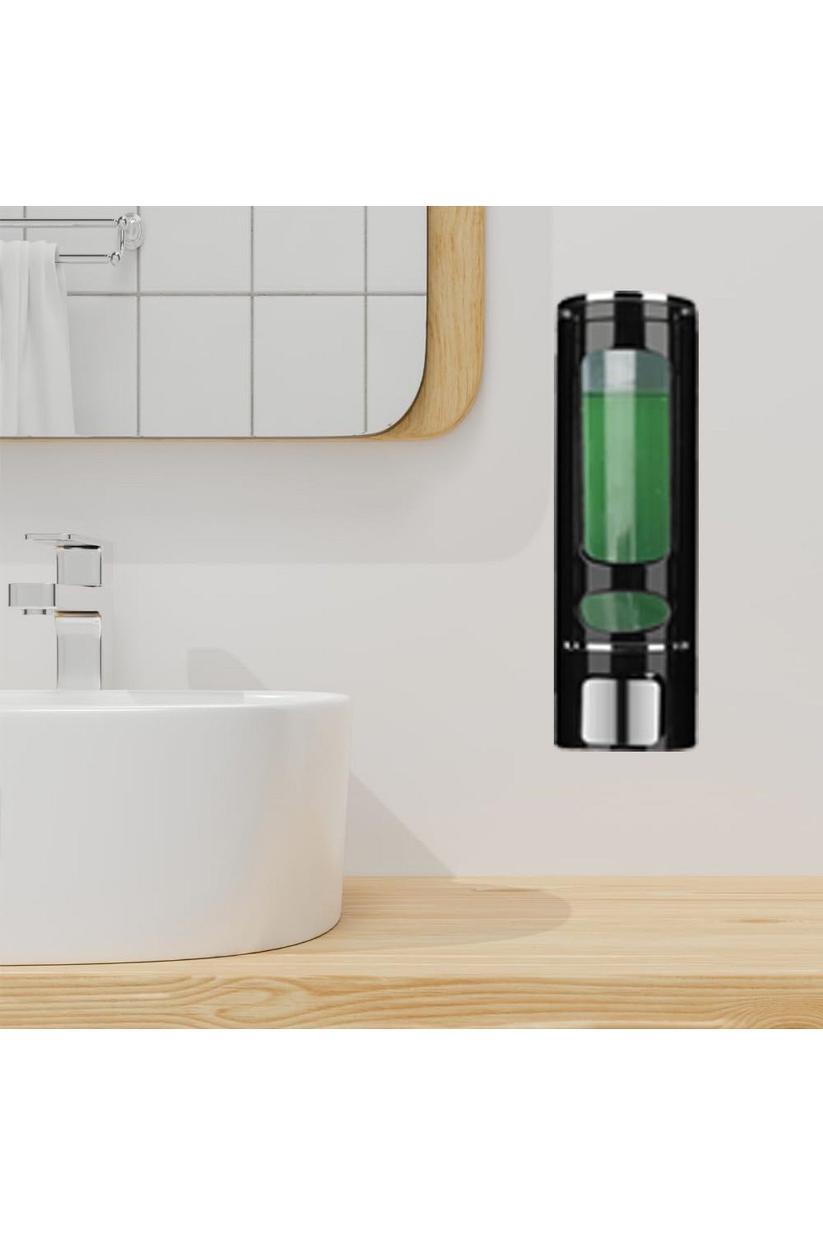Sea Home 1 Adet Siyah 400 ml Manuel Şampuan Sıvı Tutucu Banyo, Mutfak, Lavabo, Dezenfektanı Sabunluk M-52