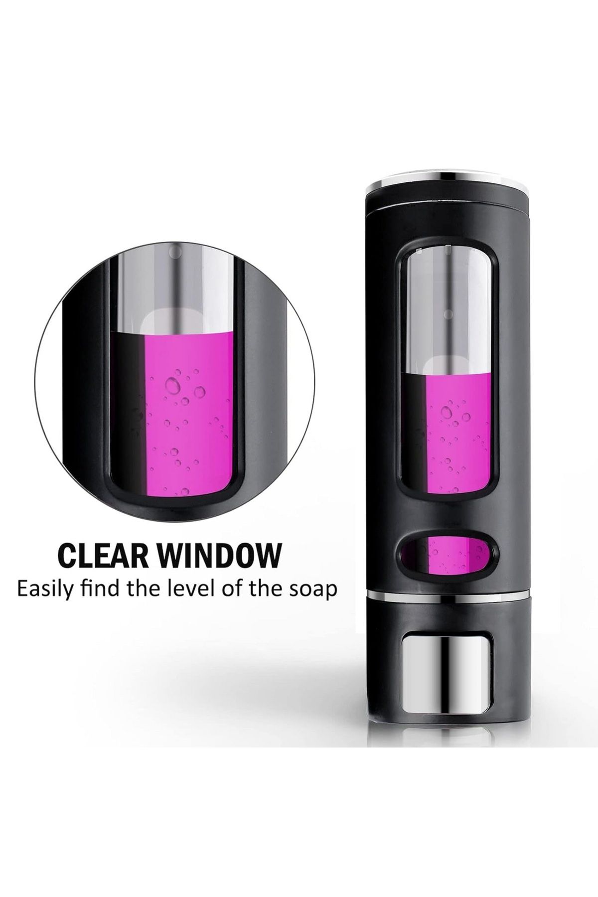 MAİN SHOP-1Pc Black 400ml Soap Dispenser Manual Shampoo - Hand Sanitizer, Bathroom Kitchen Sink Holder 2