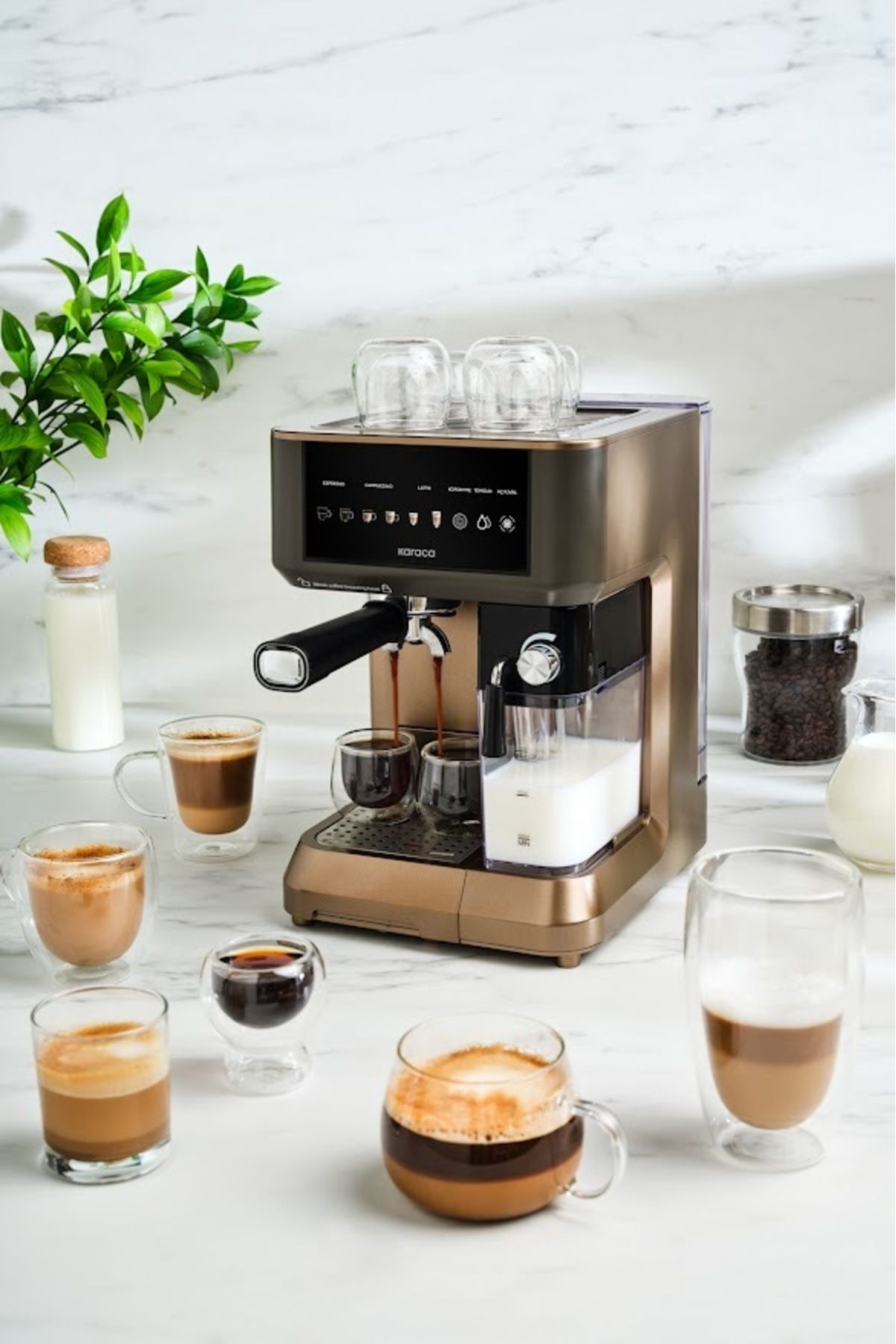 Karaca MyCaffe Barista S10 Entegre Süt Hazneli Otomatik Espresso Latte Cappuccino Mak. Walnut Brown