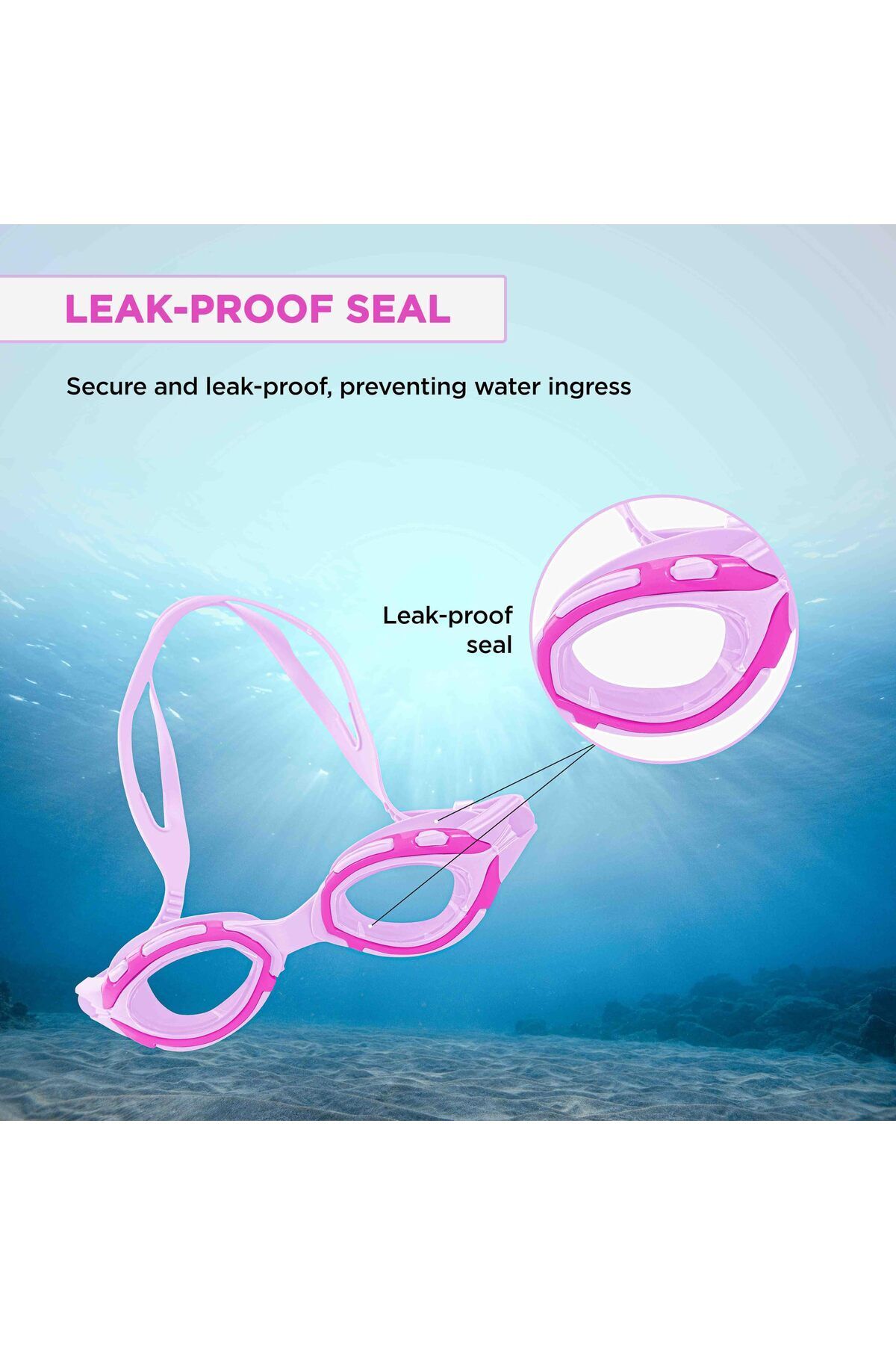 Endless-Swimming Goggle | Anti-fog & Uv Protection | Pink | Adjustable Strap | Hard Case 4