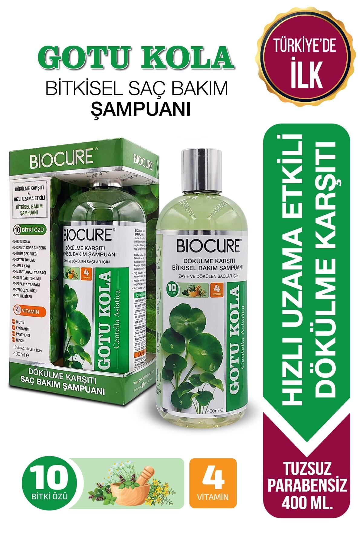 Biocure Saç Dökülme Karşıtı Gotu Kola Bitkisel Bakım Şampuanı Zayıf Ve Dökülen Saçlara 10 Bitki 4 Vitaminli-2