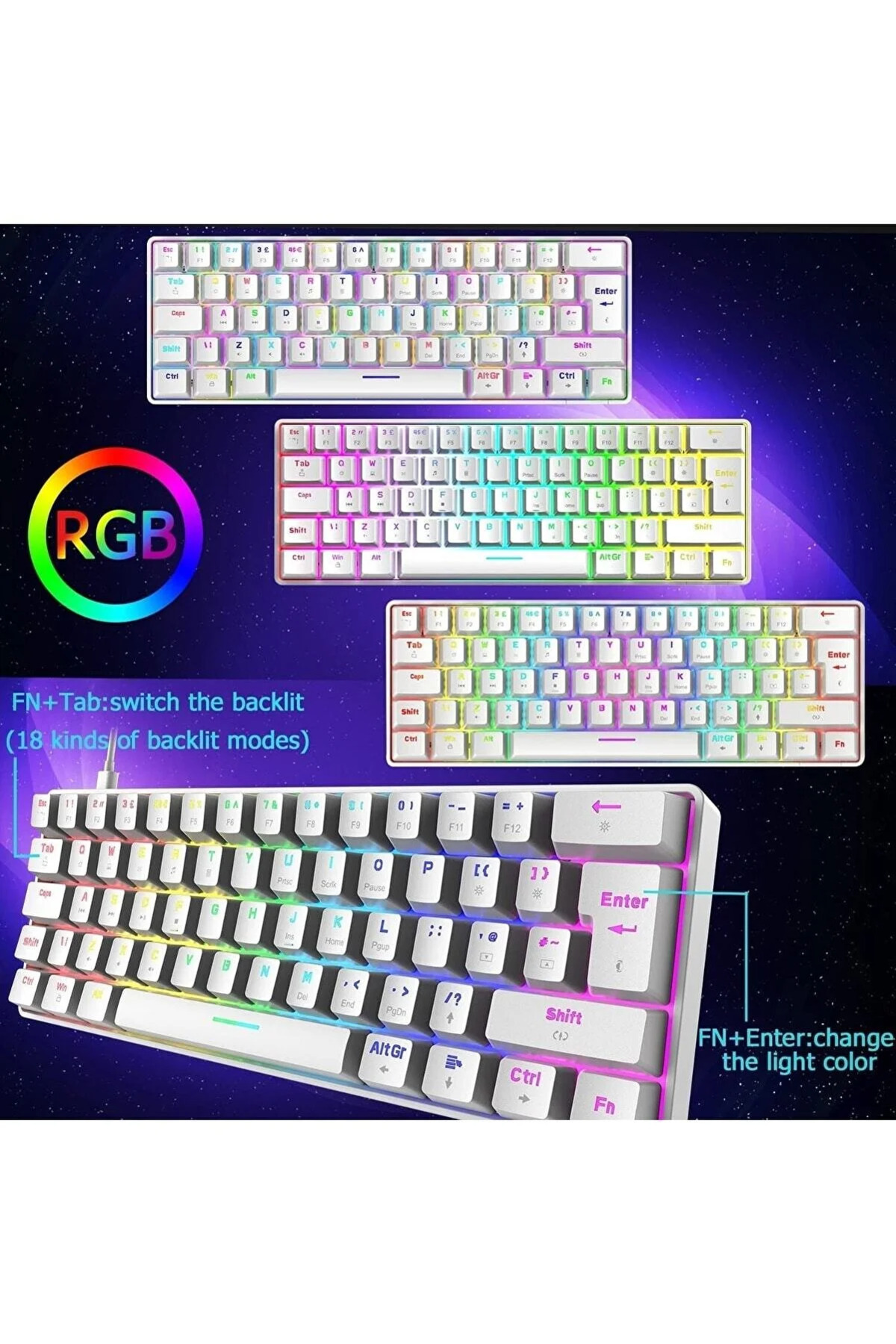 Everest Grup Trol Red Switch Mini Rgb Oyun Klavyesi Gaming Mekanik