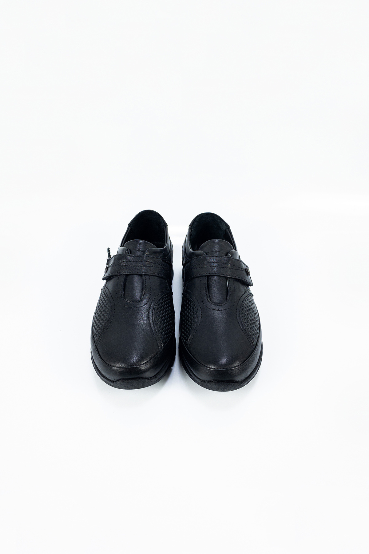 Aktaş Ayakkabı-Women's Black Genuine Leather Special Orthopedic Banded Ballerina Shoes for Bone Protrusion 8