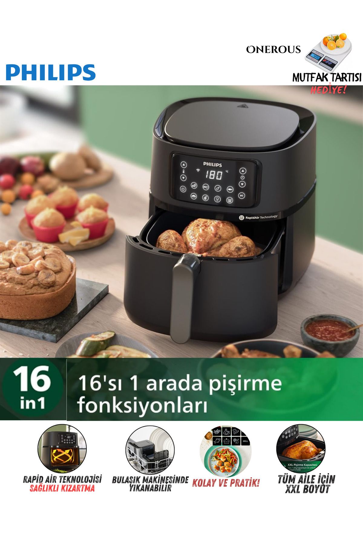 Philips 16 In 1 Premium Airfyer, Xxl 7,2 Litre Uzaktan Erişimli