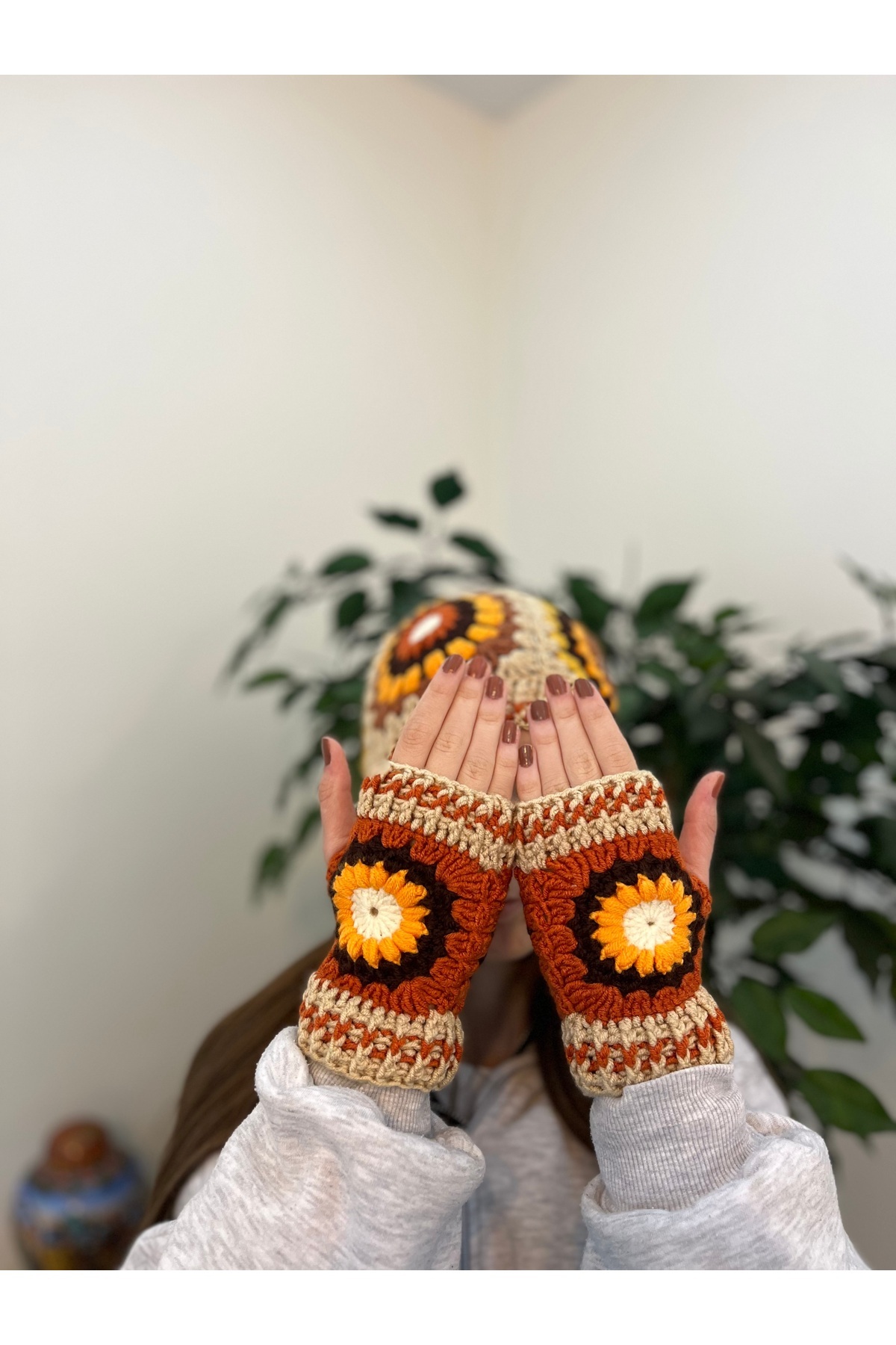 MESKSTORE El Örgüsü Bere Eldiven Set Motifli Sıcak tutan Kışlık set