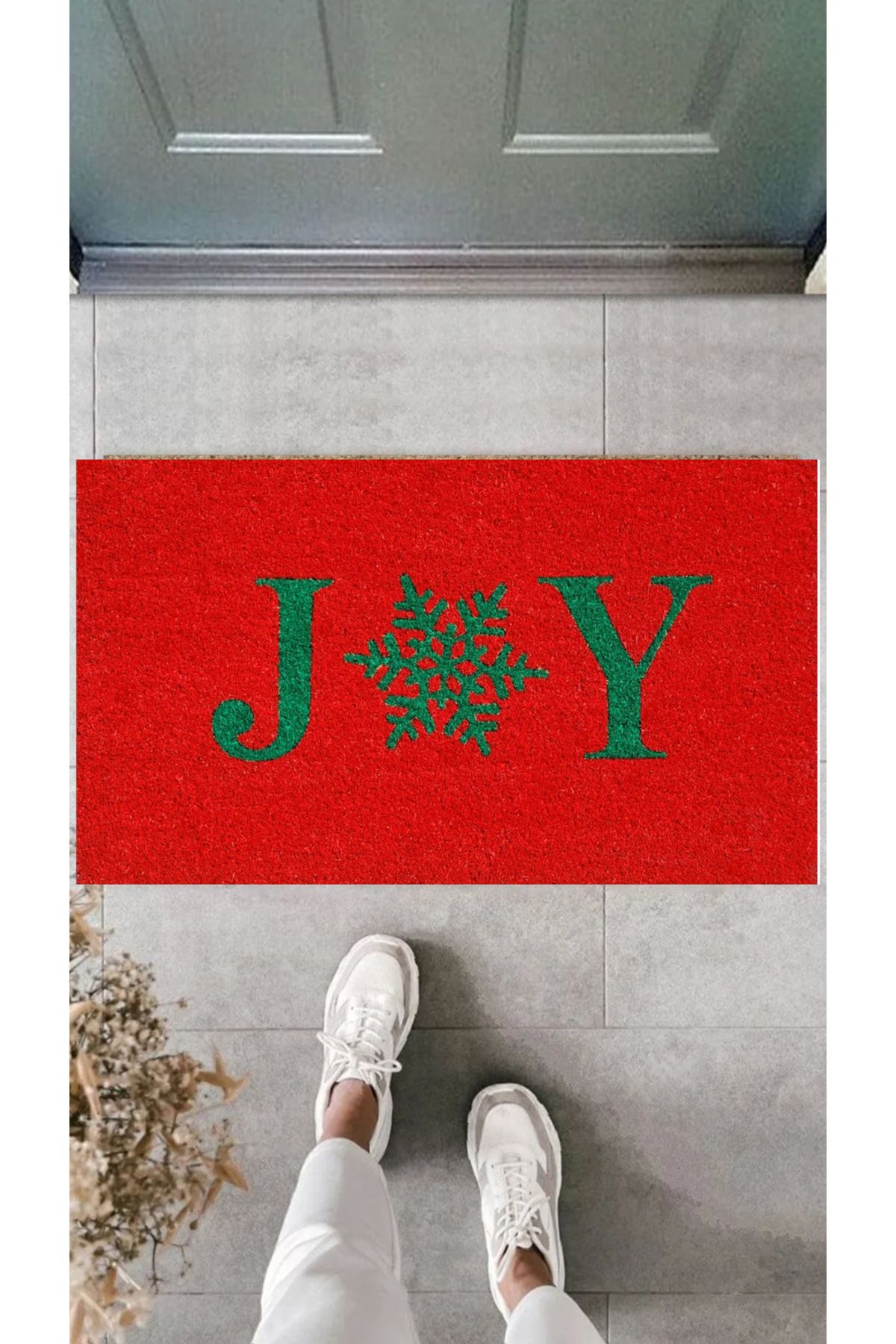 KARMAT-Red, Snowflake, Christmas Themed Door Mat, Indoor and Outdoor Mat, Digital Printing Mat 2