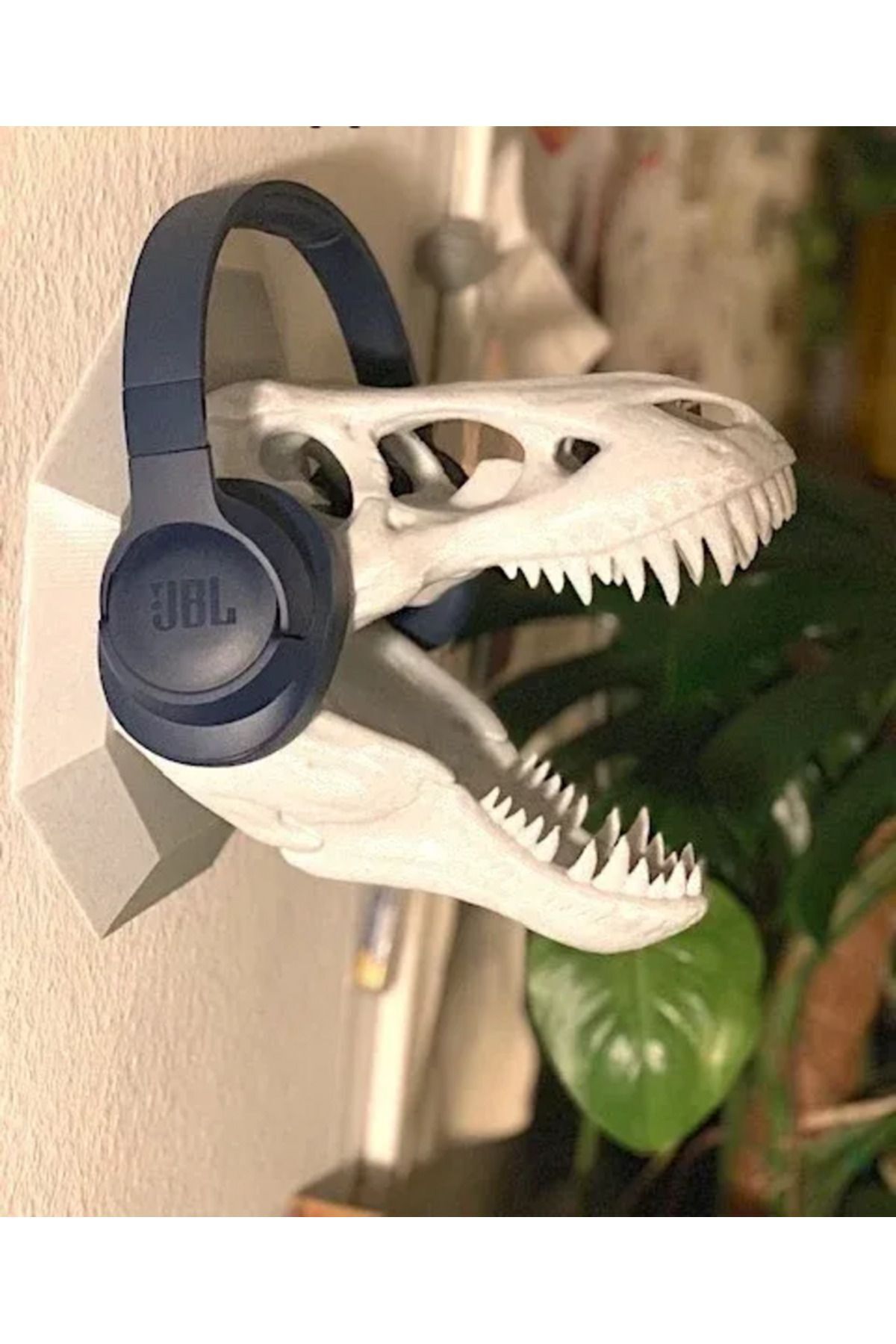 DESIGNBY İskelet Kulaklık Standı, Dinazor Kafası Kulaklık Tutucu, Dino Stand