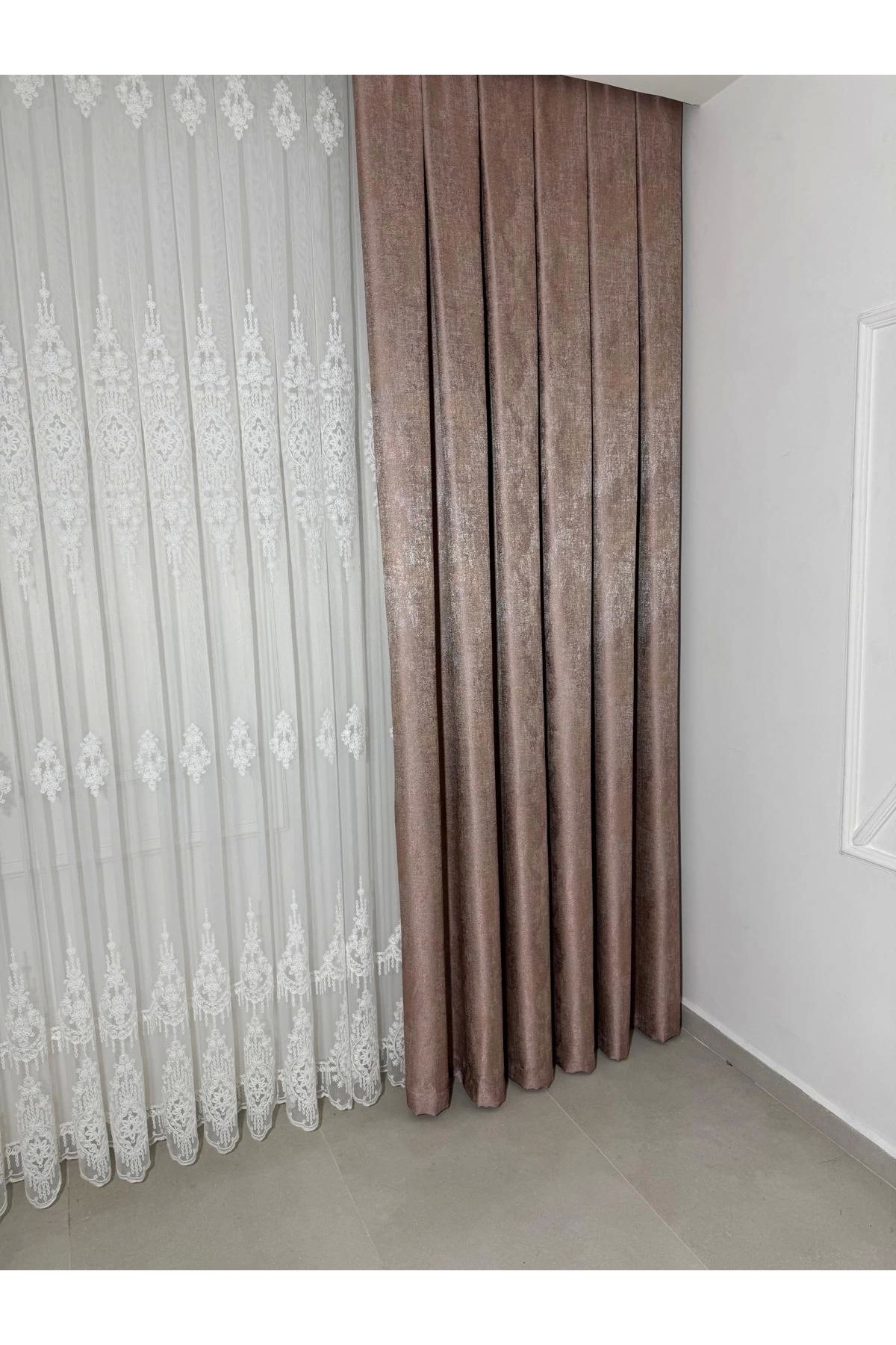 NİVEMESHOME-Nivemeshome Pera V-1001 - 1/3 Close Pleated Puppy Background Curtain Apm 5