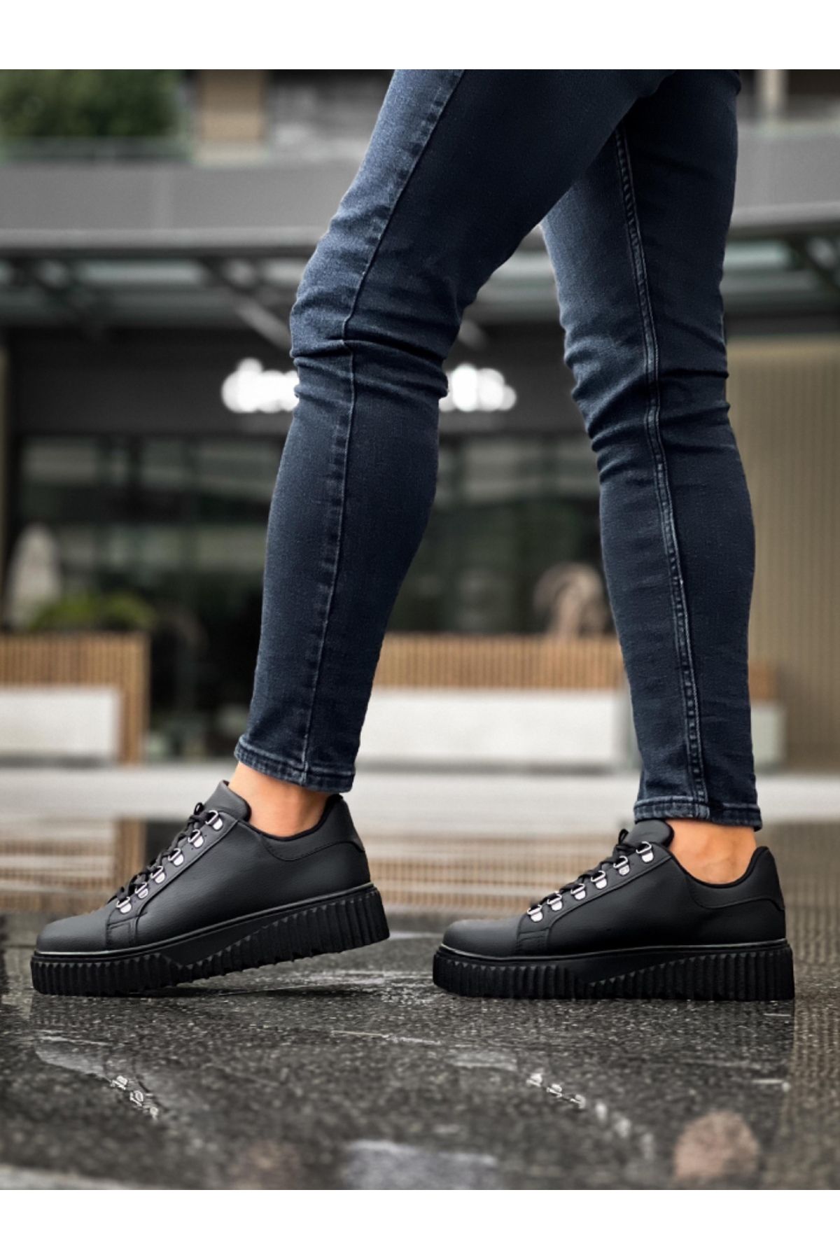 BOA-Ba0505 Hook and Loop Black Sole Casual Shoes 3