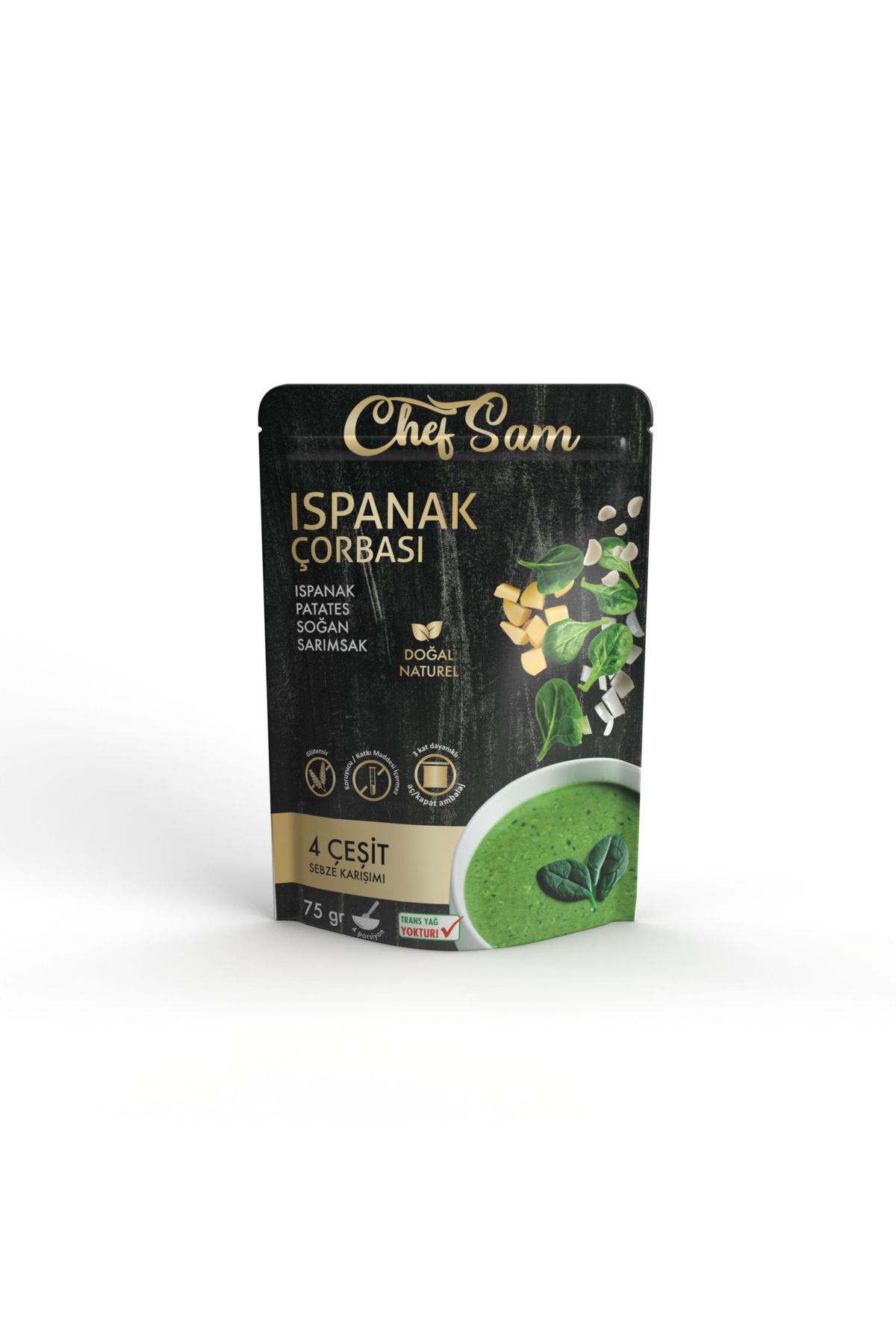 CHEF SAM ISPANAK ÇORBASI 75 GR *3 ADET* GLÜTENSİZ