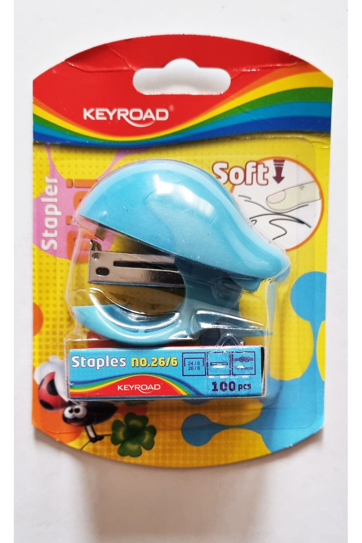 Modellino Tel Zımba Makinesi ve Teli Keyroad Mini Stapler Tel No:26/6 Tel Zımba Seti 6x6cm -  Mavi