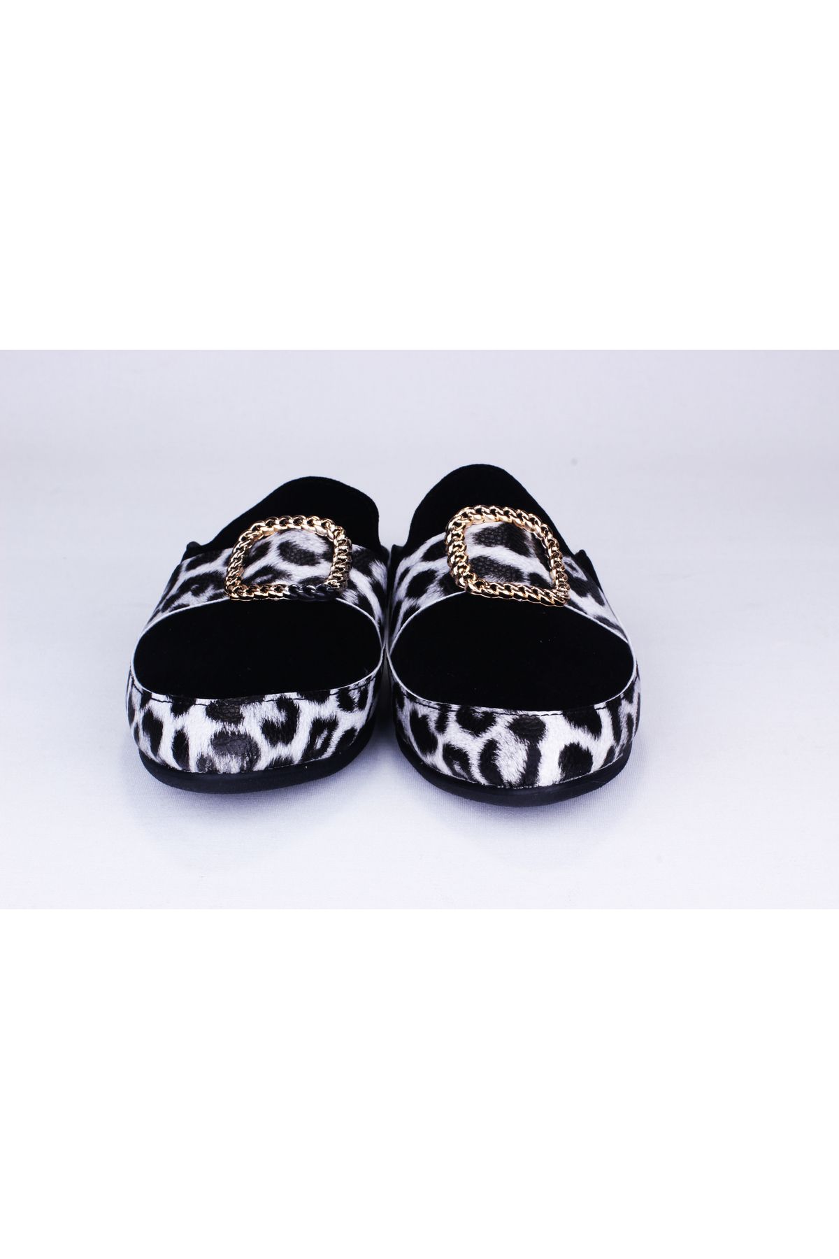 sengahenk-Silver Leopard Detailed Velvet Slippers with Spiral Accessories 1