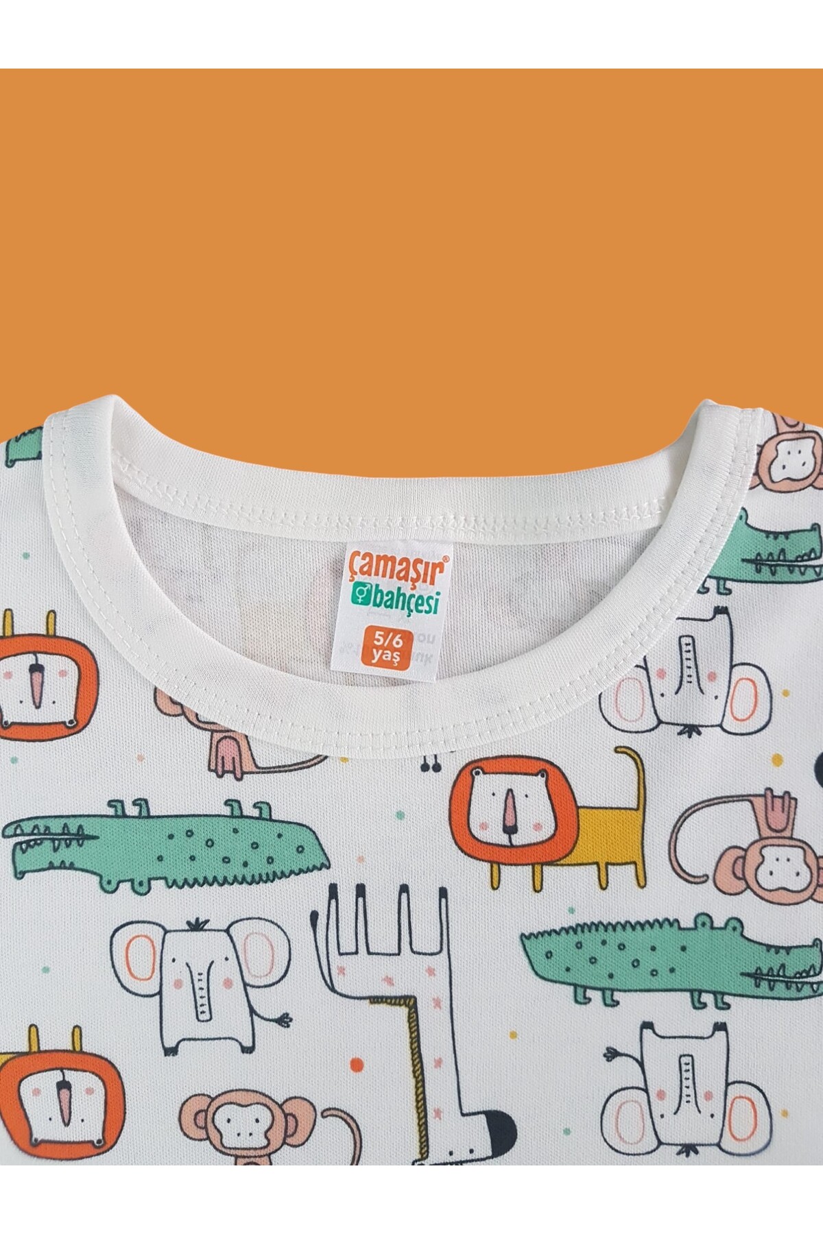 Çamaşır Bahçesi Uzun Kollu Desenli Çocuk Pijama Takım #baskılıçocukpijamatakım #çamaşırbahçesi #aslandesenli fotoğrafı 5 (önizleme)