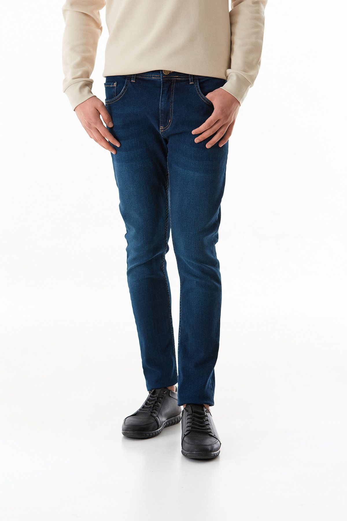 Fulla Moda-Pantaloni Jean drepti cu fermoar 6