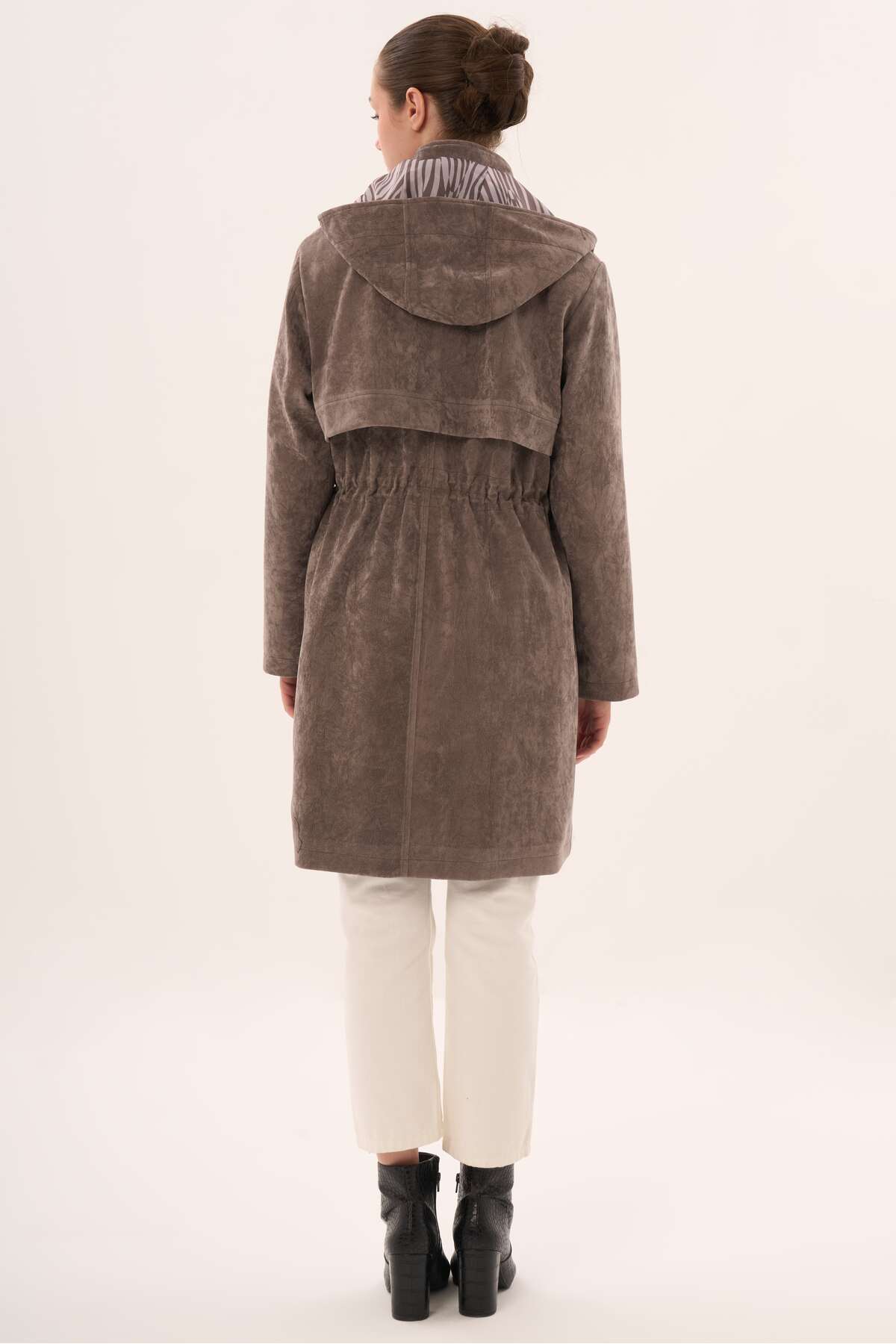 Veger  astarı zebra desenli palto - Görsel 5