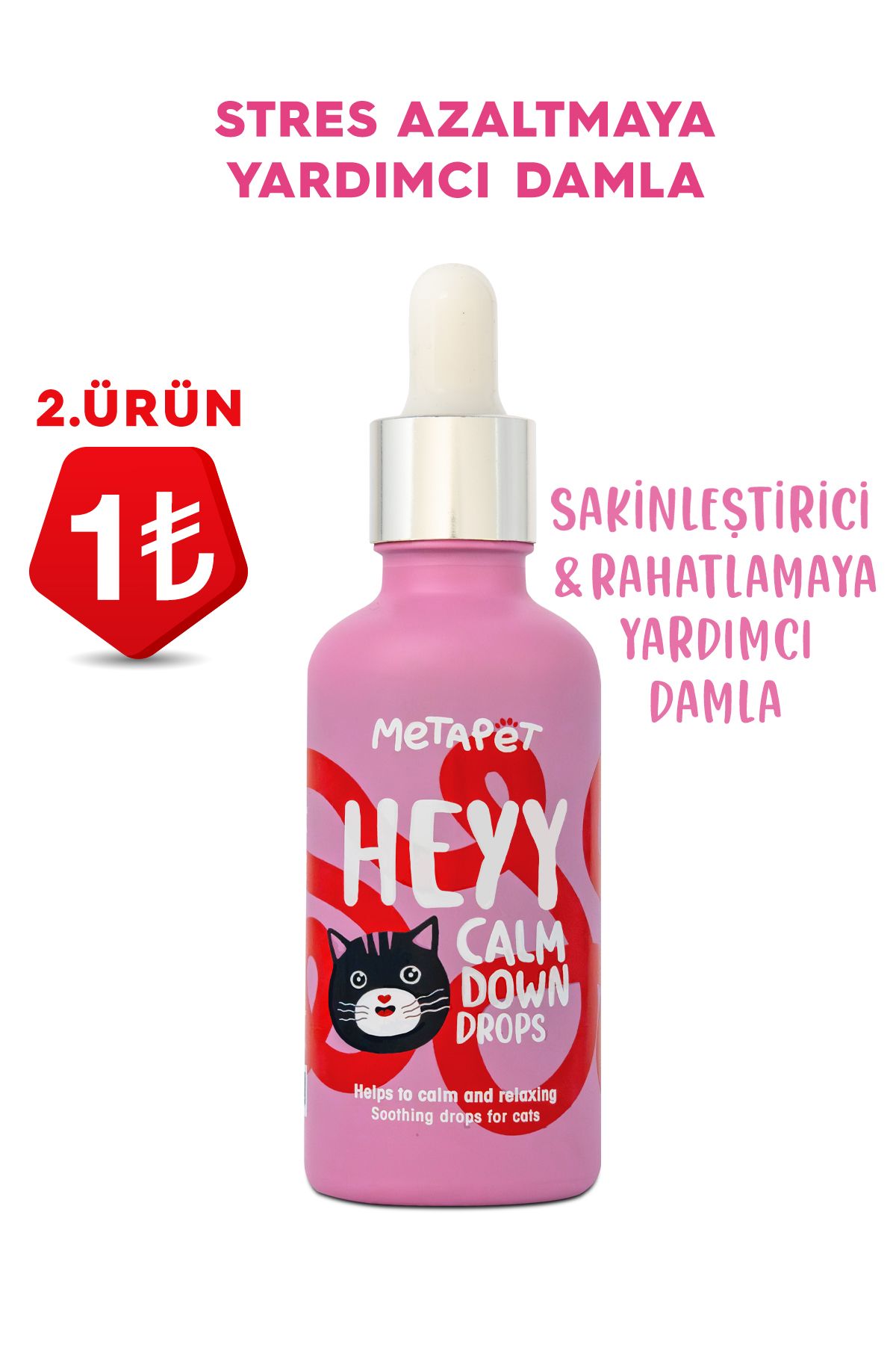 Metapet Kediler Için %100 Doğal Sakinleştirici Anti Stress Giderici Damla - Ilaç Değildir 50 ml