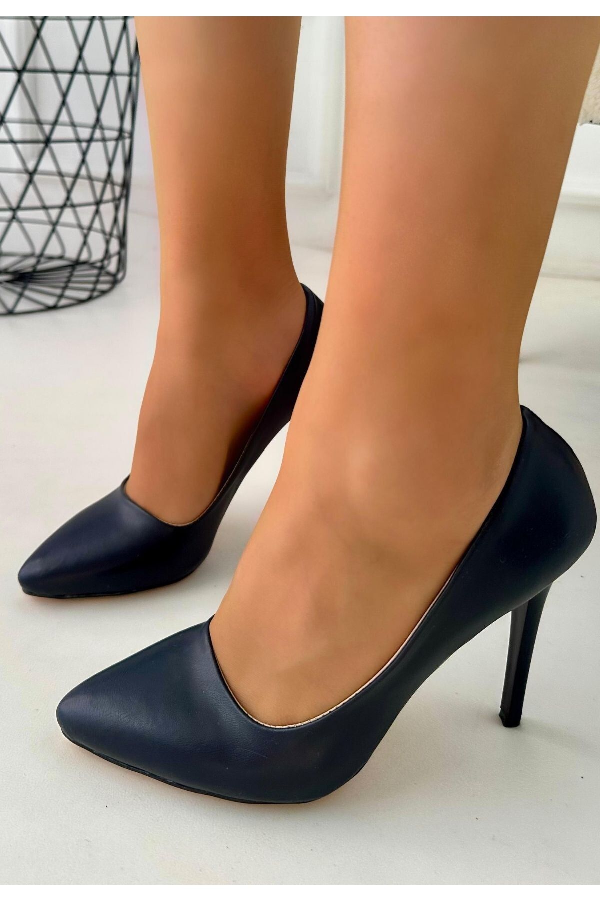 Maysolasta-Hillar Navy Blue Skin Stiletto Shoes 3