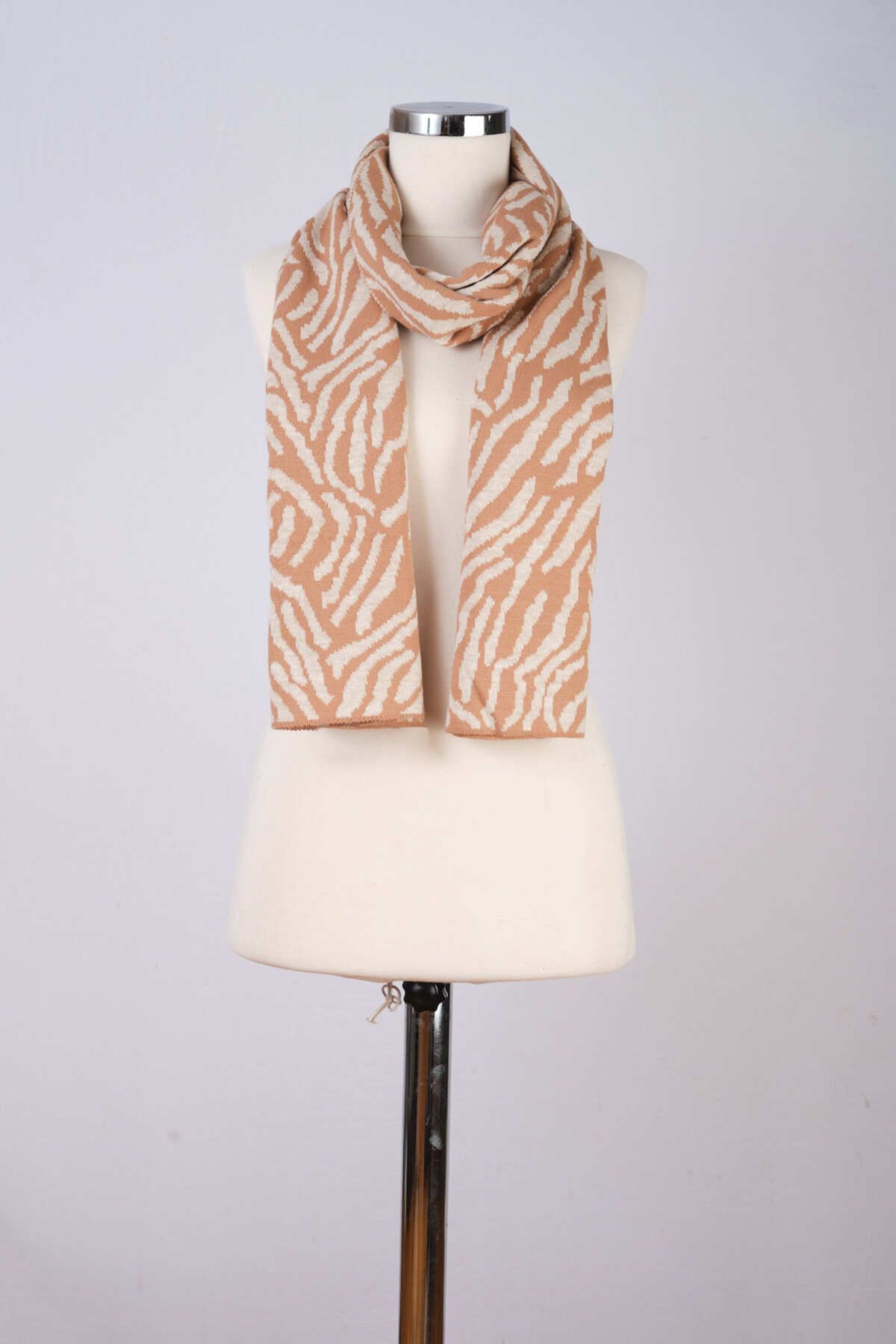 Sebir Moda-Zebra Patterned Knitted Scarf 1