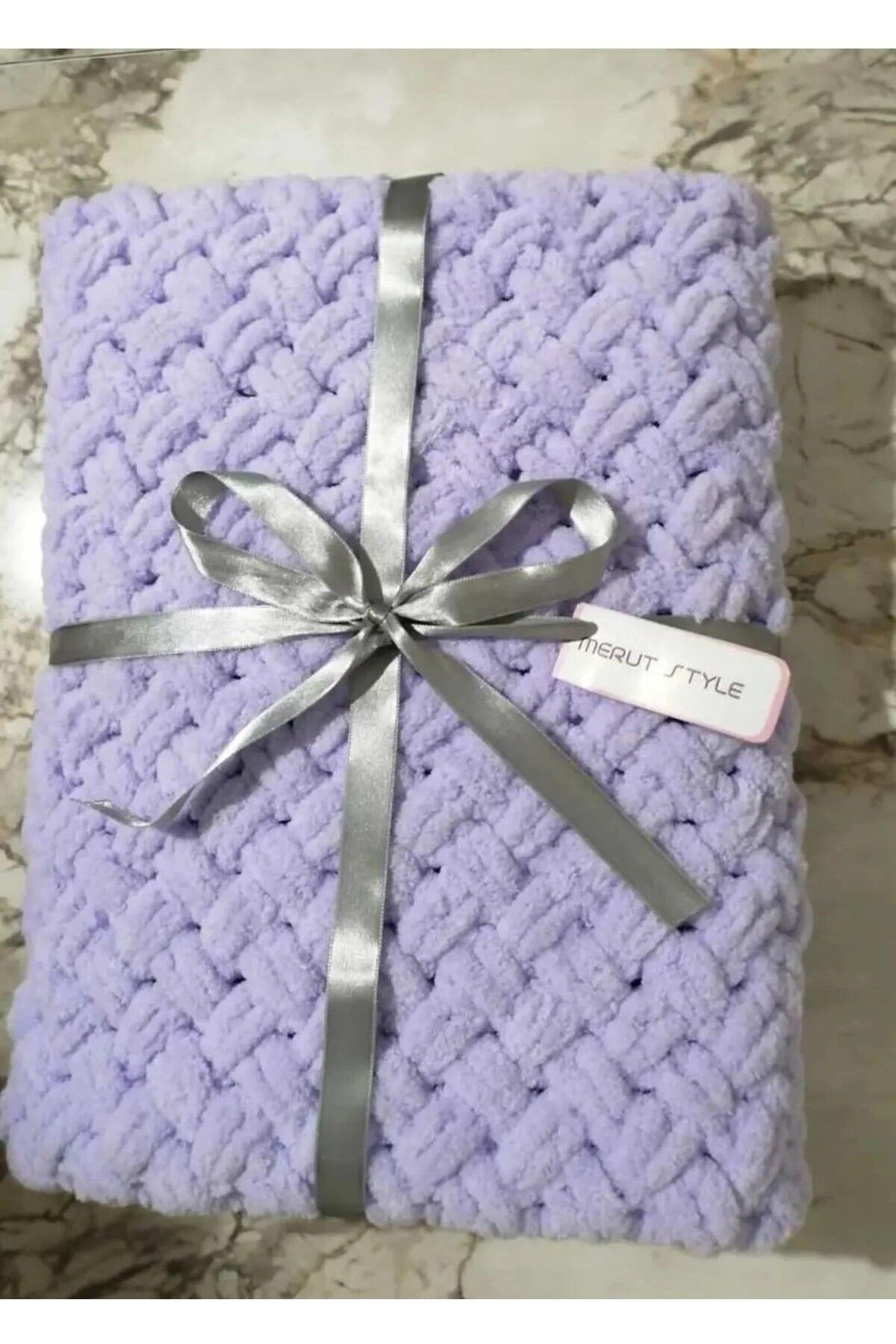 MERUT STYLE HAYATINI RENKLENDİR-Lilac Straw Patterned - Alize Puffy Baby Blanket 7