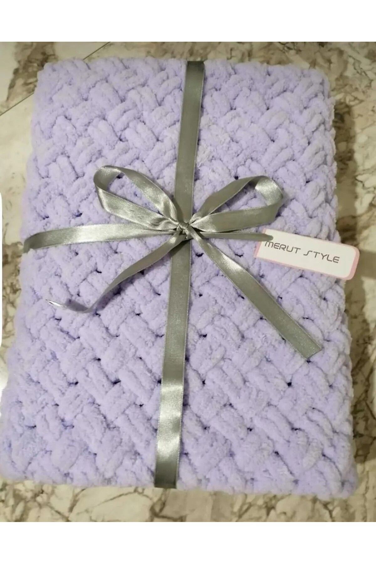 MERUT STYLE HAYATINI RENKLENDİR-Lilac Straw Patterned - Alize Puffy Baby Blanket 3