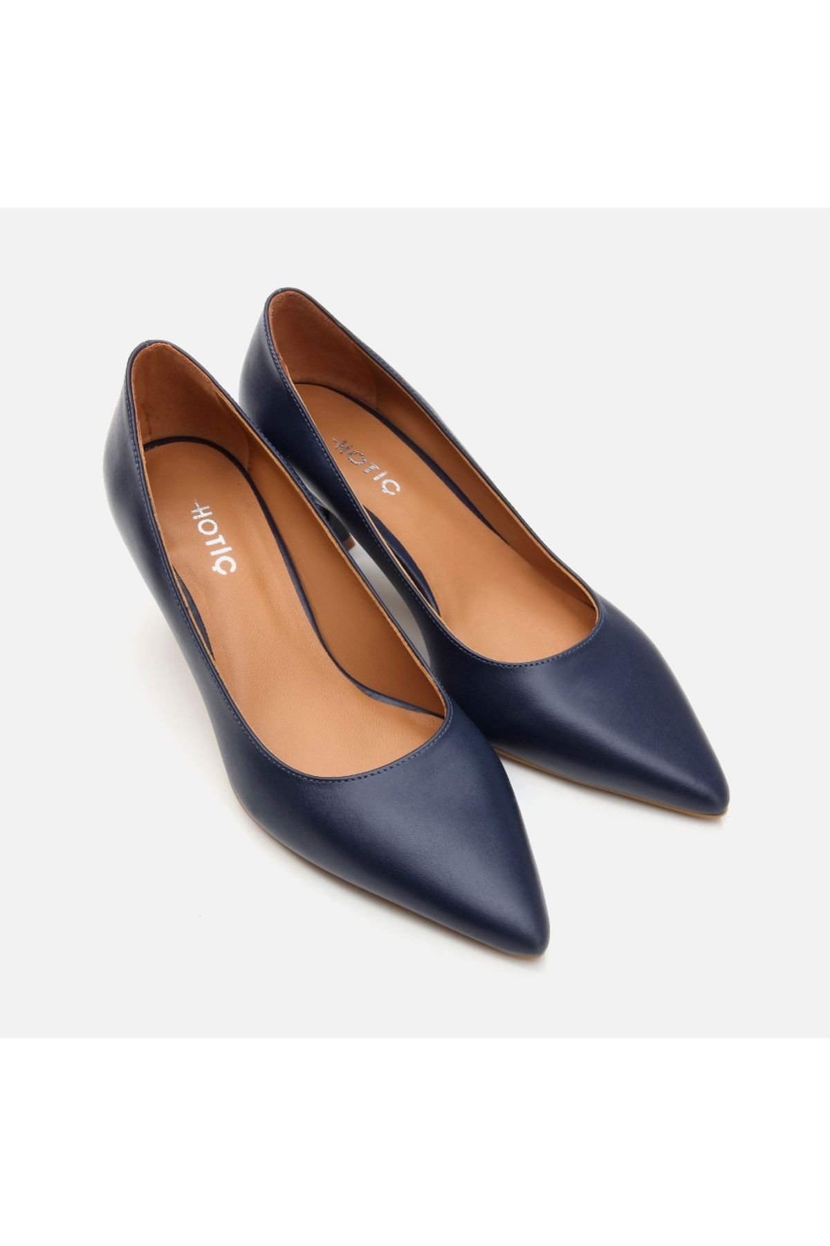 Hotiç-Navy Blue Genuine Leather Women's Stilettos 2