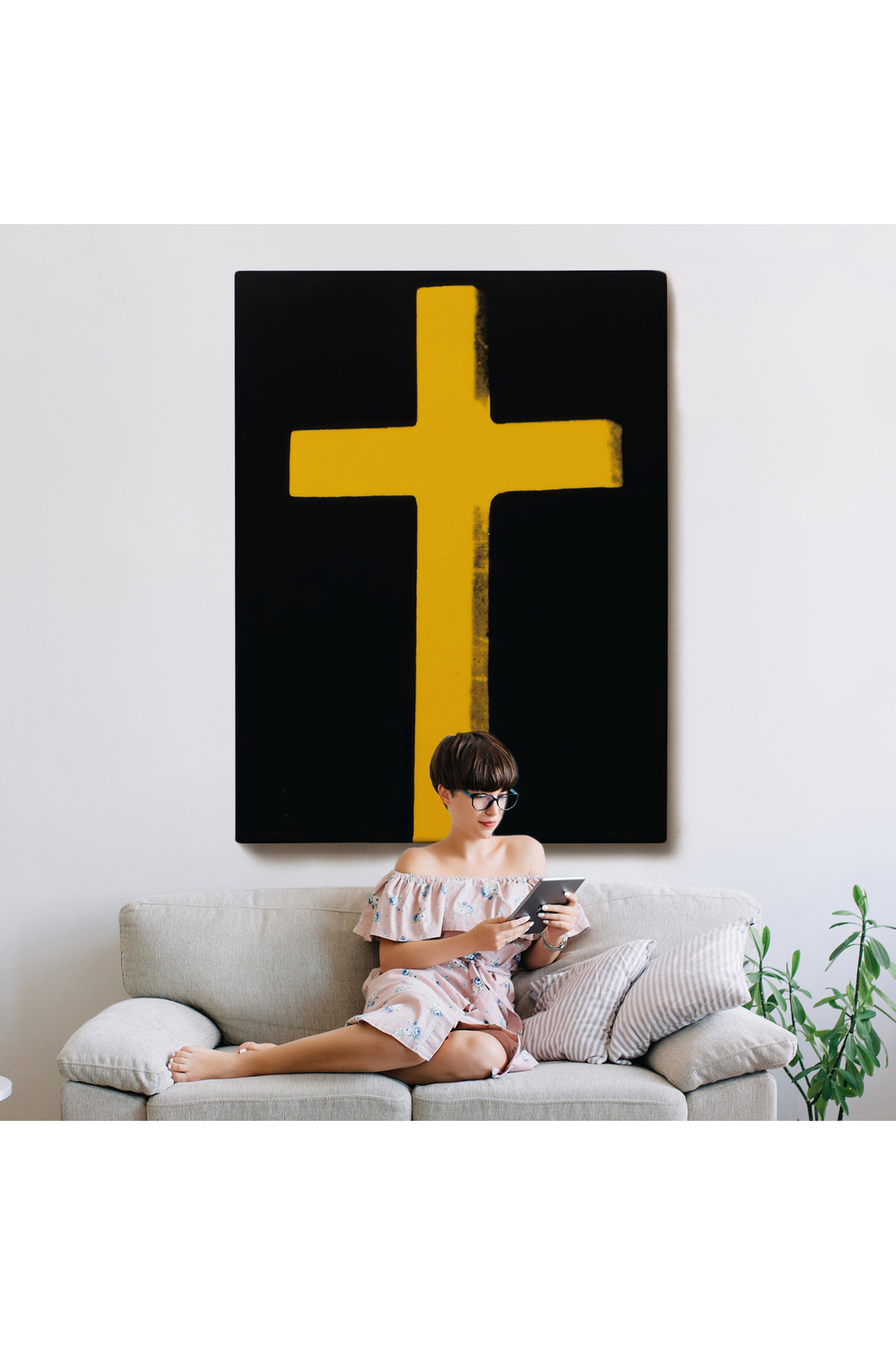 Sarı Haç Kanvas Tablo - Cross görsel 8