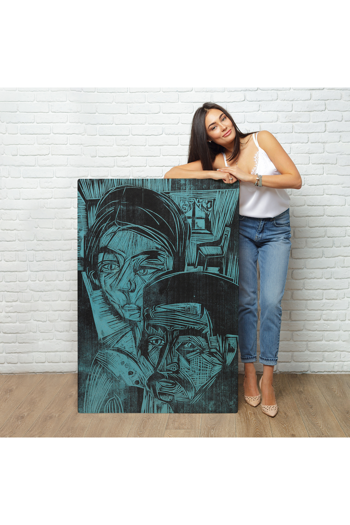 Ernst Ludwig Kirchner - Kulübedeki Köylü Çift Kanvas Tablosu görsel 2