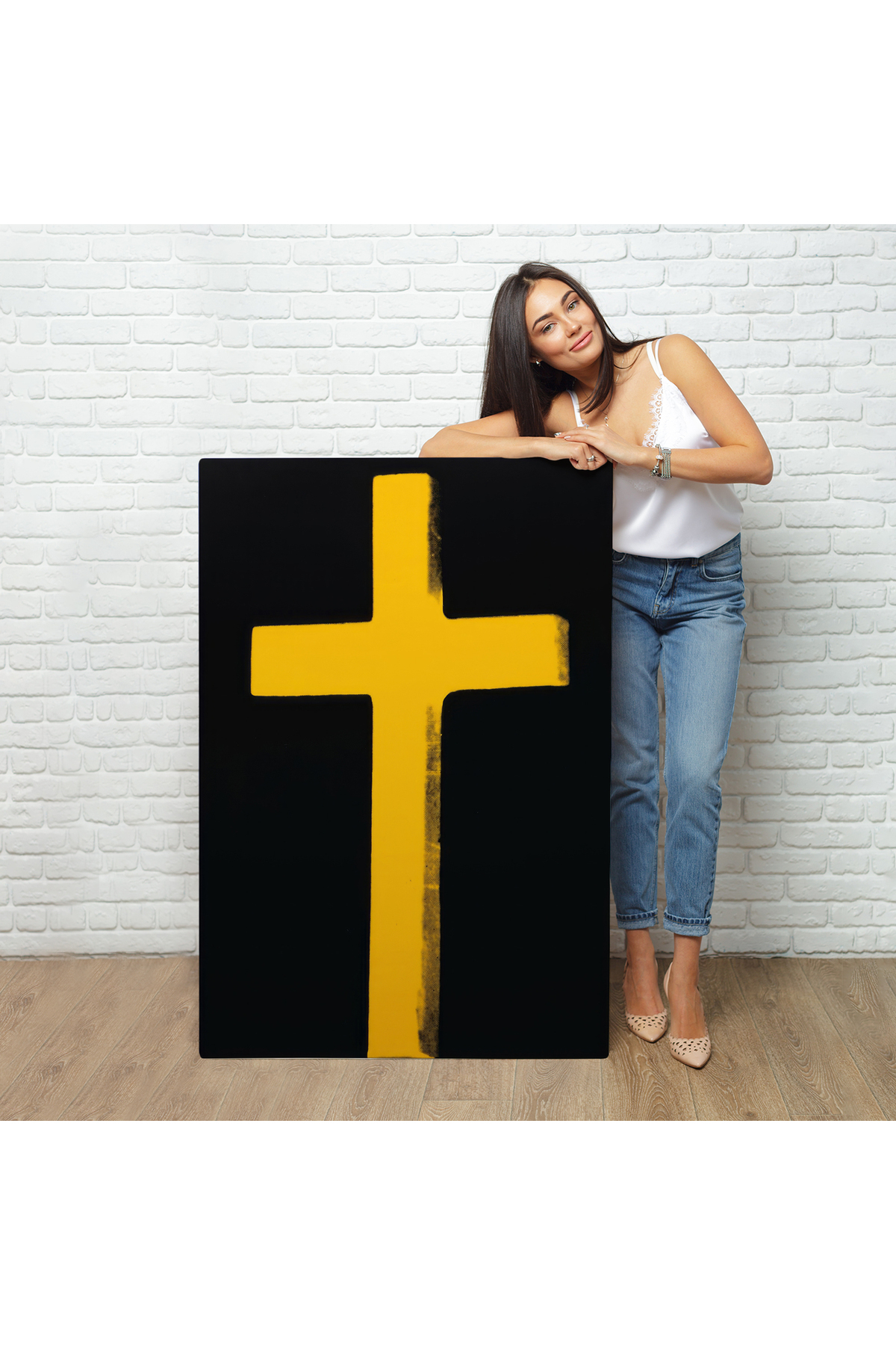 Sarı Haç Kanvas Tablo - Cross görsel 2