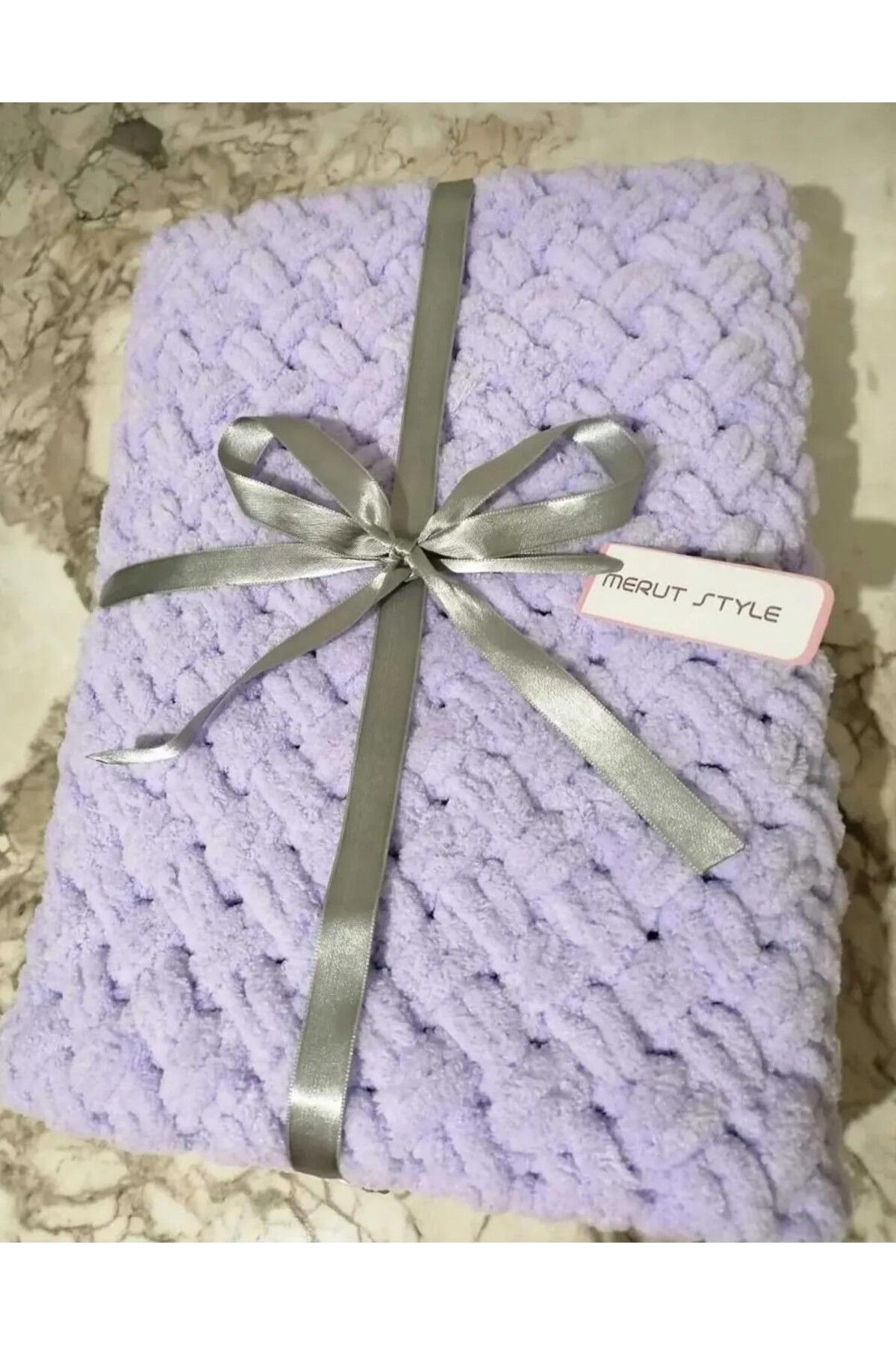 MERUT STYLE HAYATINI RENKLENDİR-Lilac Straw Patterned - Alize Puffy Baby Blanket 1