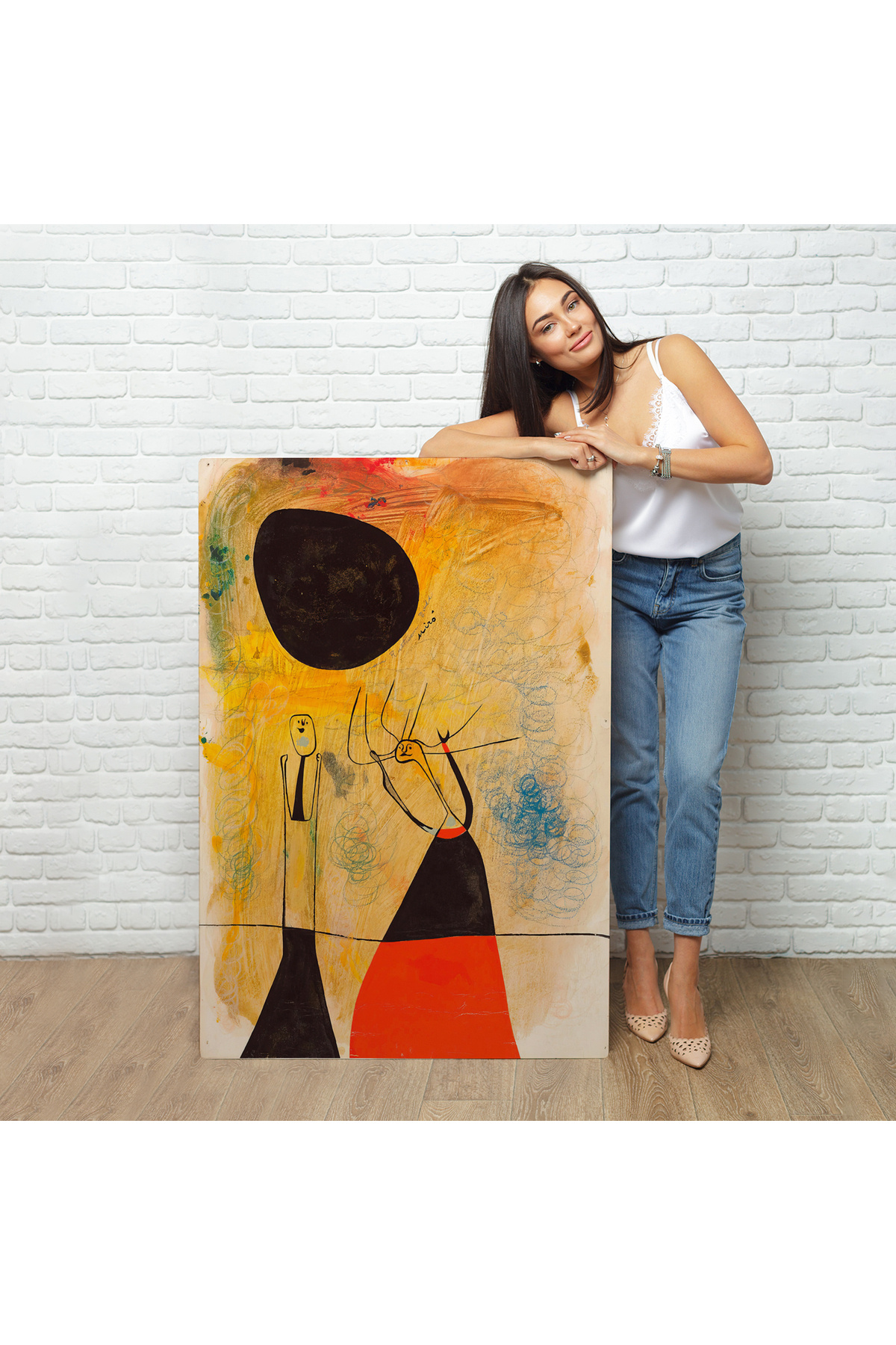 Joan Miro - Deux Şahsiyetler Kanvas Tablosu görsel 2