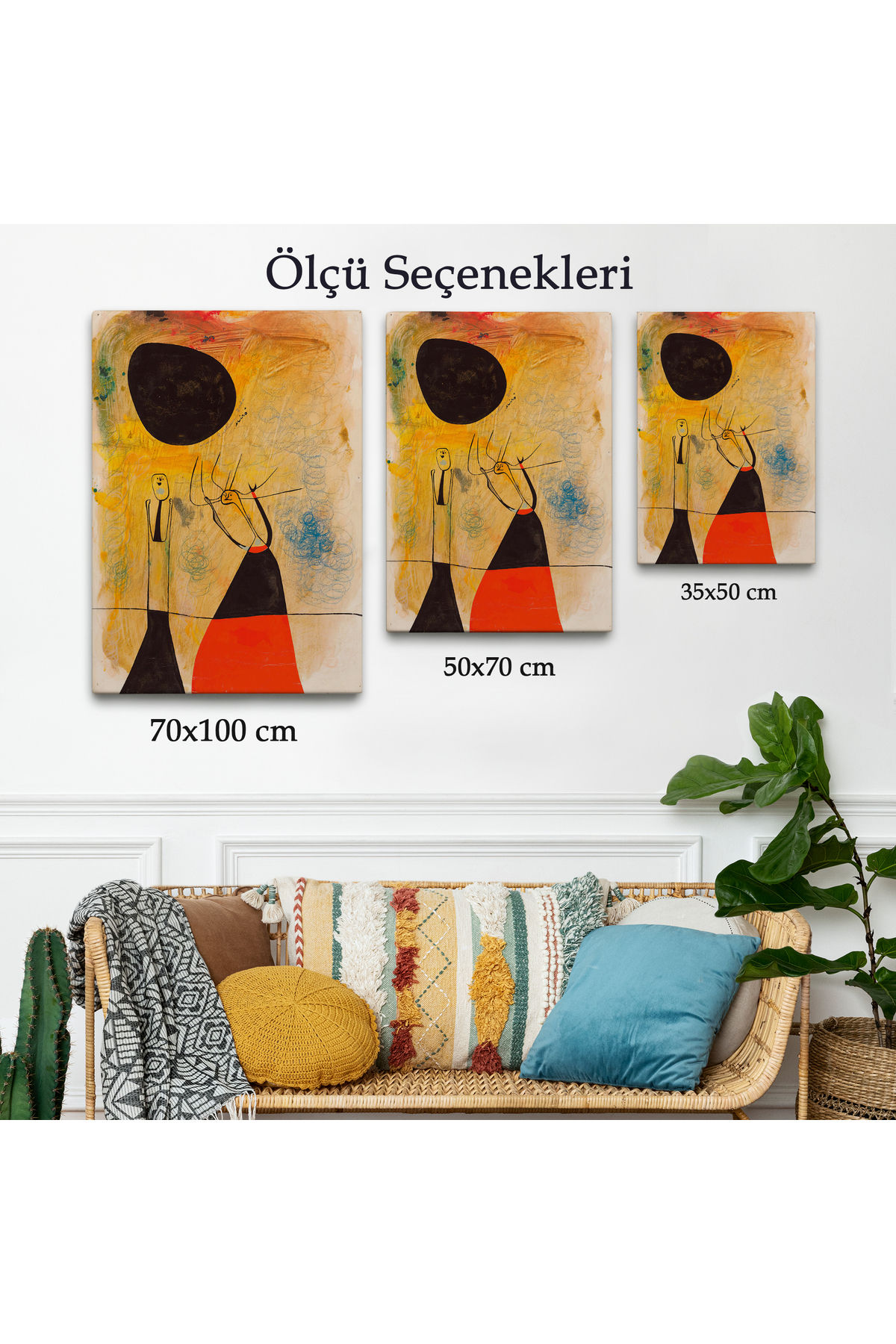Joan Miro - Deux Şahsiyetler Kanvas Tablosu görsel 3