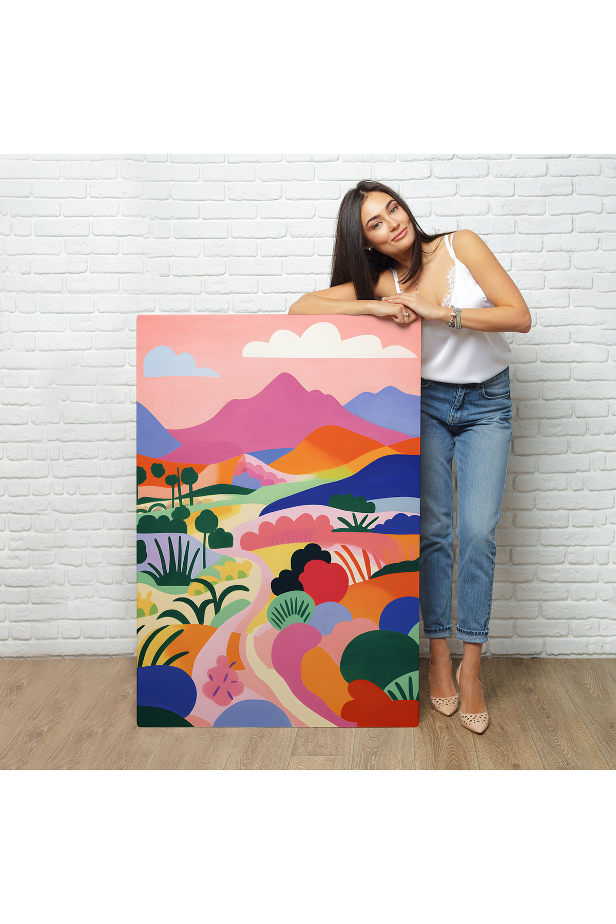 Pastel Minimalist Manzara Kanvas Tablo görsel 2