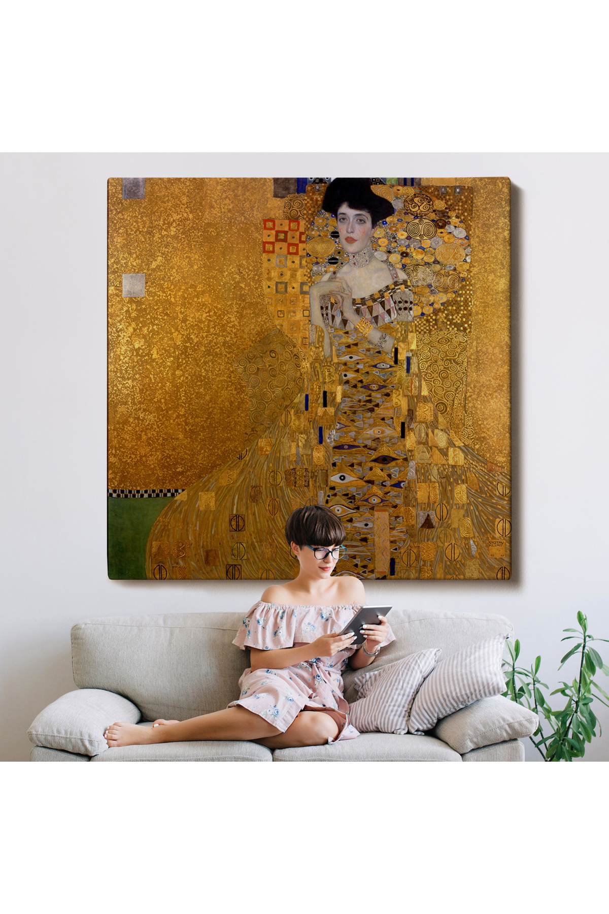 Gustav Klimt Adele Bloch'Un Altın Kadın Kanvas Tablosu görsel 8