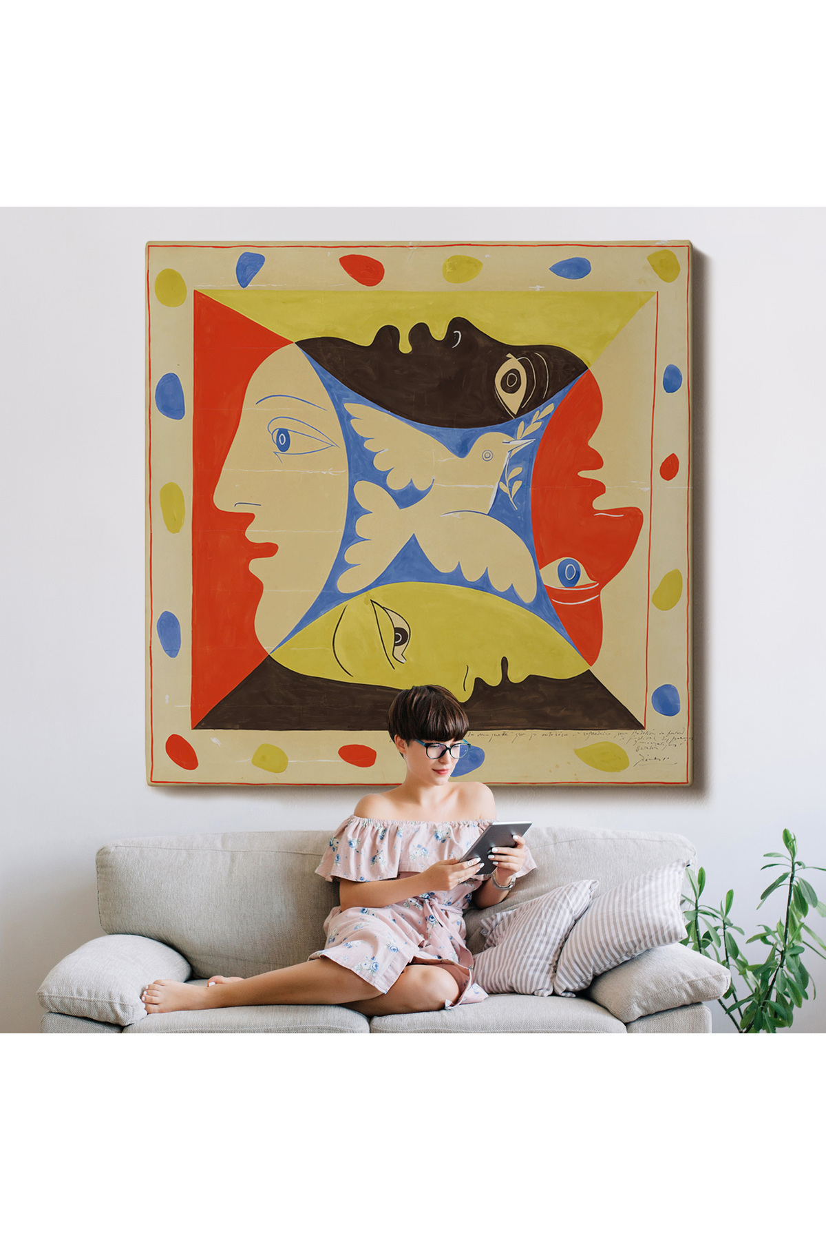 Pablo Picasso, Dörtlü Yüzler Kanvas Tablosu görsel 8