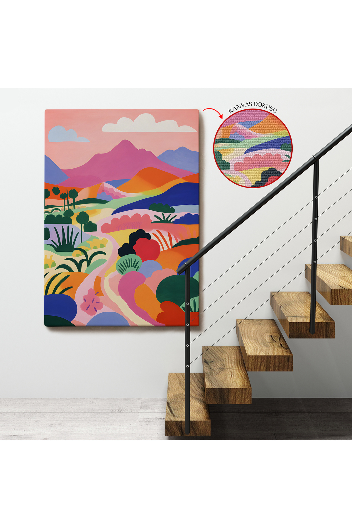 Pastel Minimalist Manzara Kanvas Tablo görsel 4