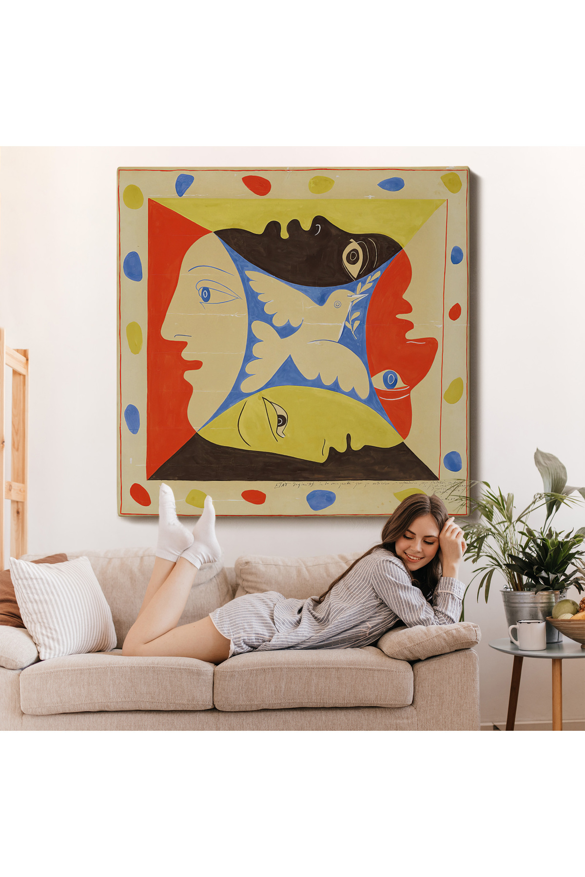 Pablo Picasso, Dörtlü Yüzler Kanvas Tablosu görsel 7