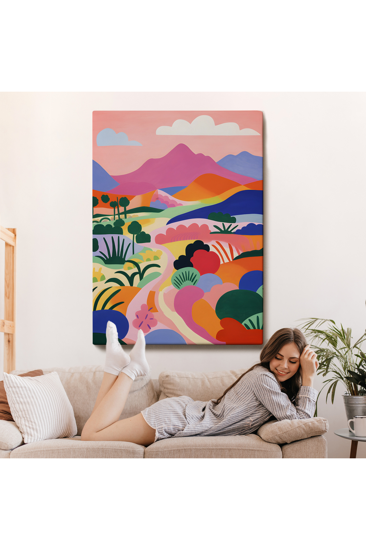 Pastel Minimalist Manzara Kanvas Tablo görsel 7
