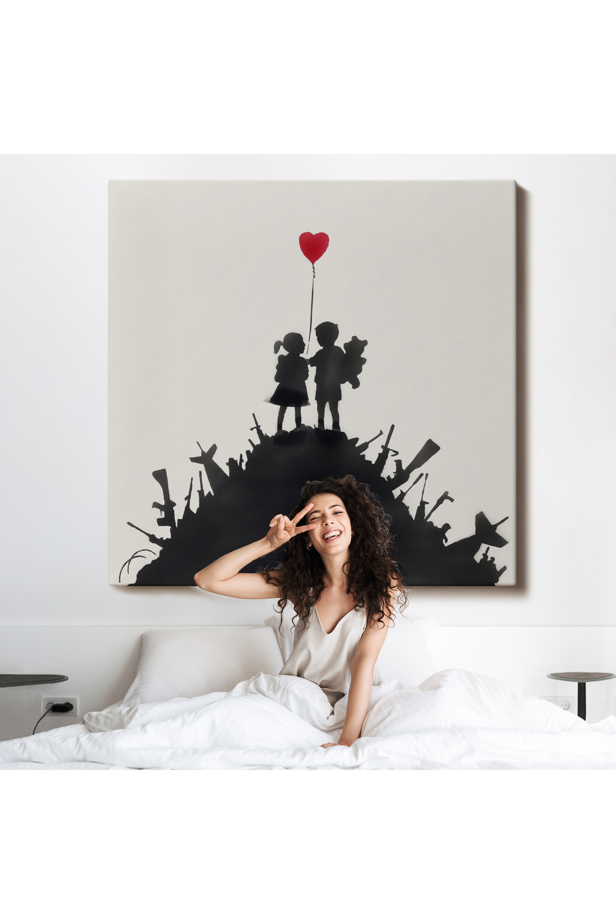 Bansky Kids On Guns - Silahlı Çocuklar Kanvas Tablosu görsel 6