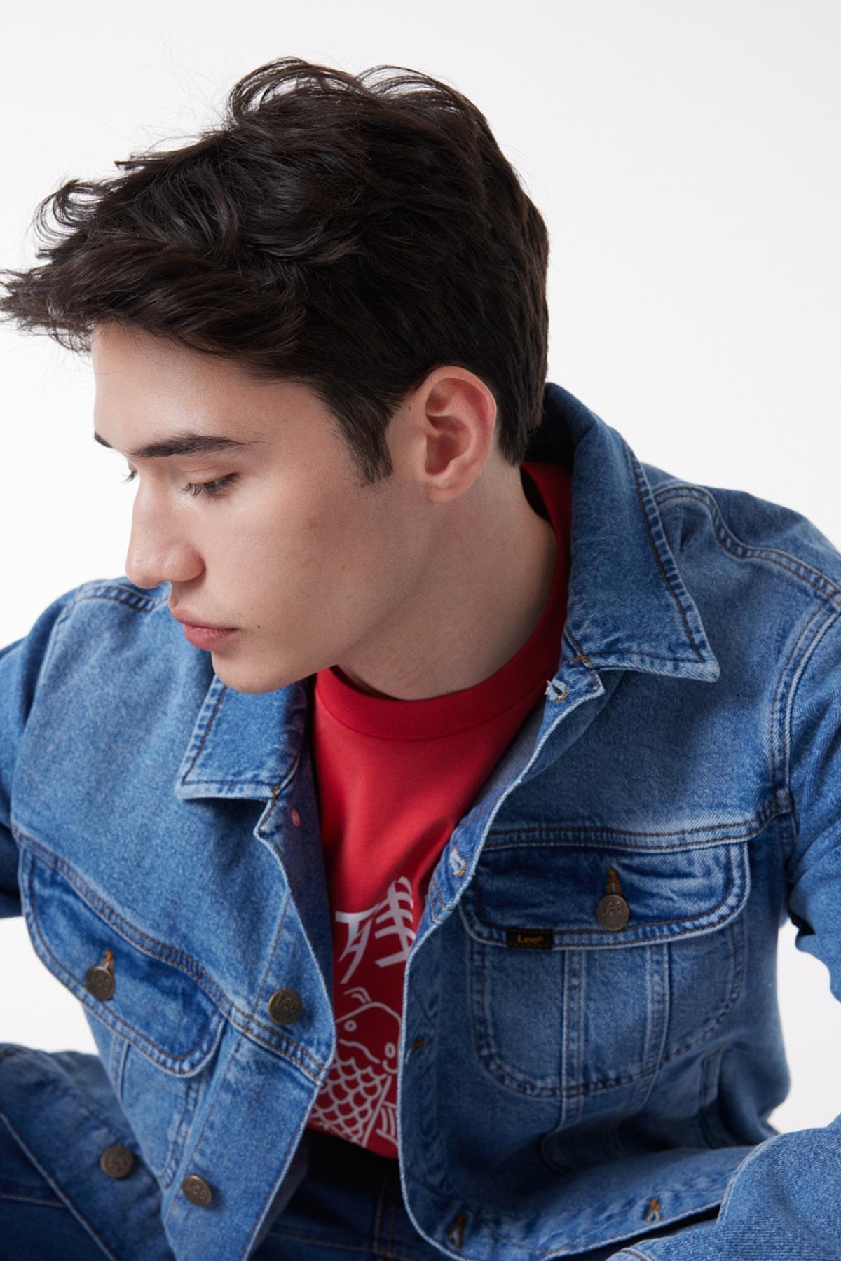 Lee Slim Fit Dar Kesim %100 Pamuk Mavi Denim Kot Ceket görsel 2