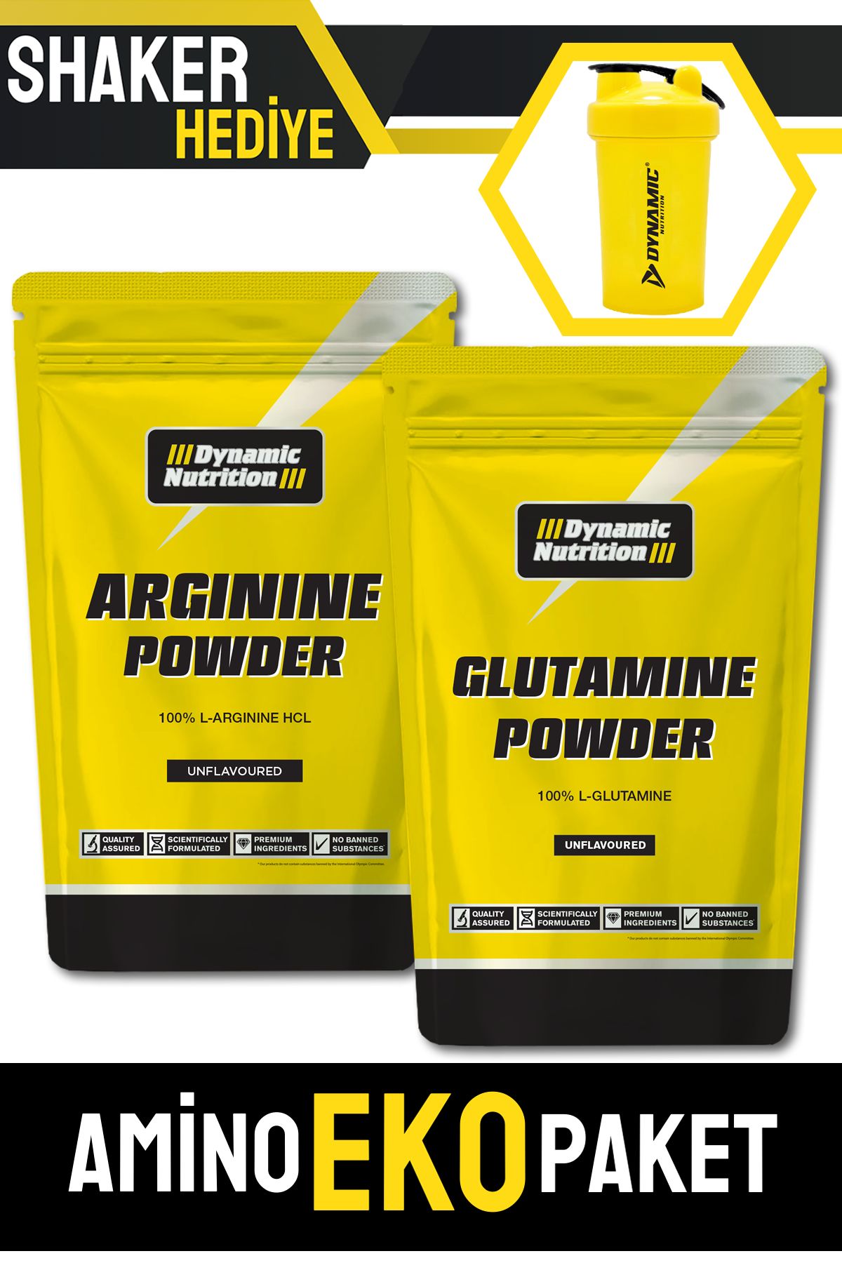 Dynamic Nutrition Aromasız Saf Arjinin Arginine ( % 100 L arginine ) + Glutamine ( L glutamin ) 200 g Amino 40 Servis