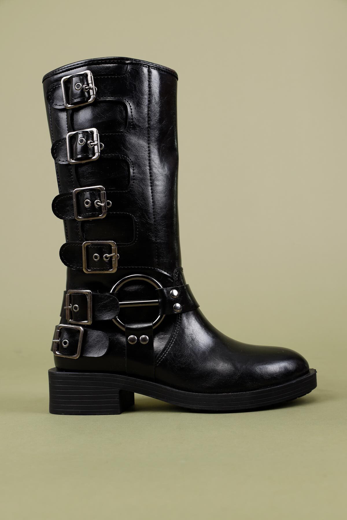 Getcho  Davy Kadın Toka Detaylı Siyah Çizme - Görsel 6