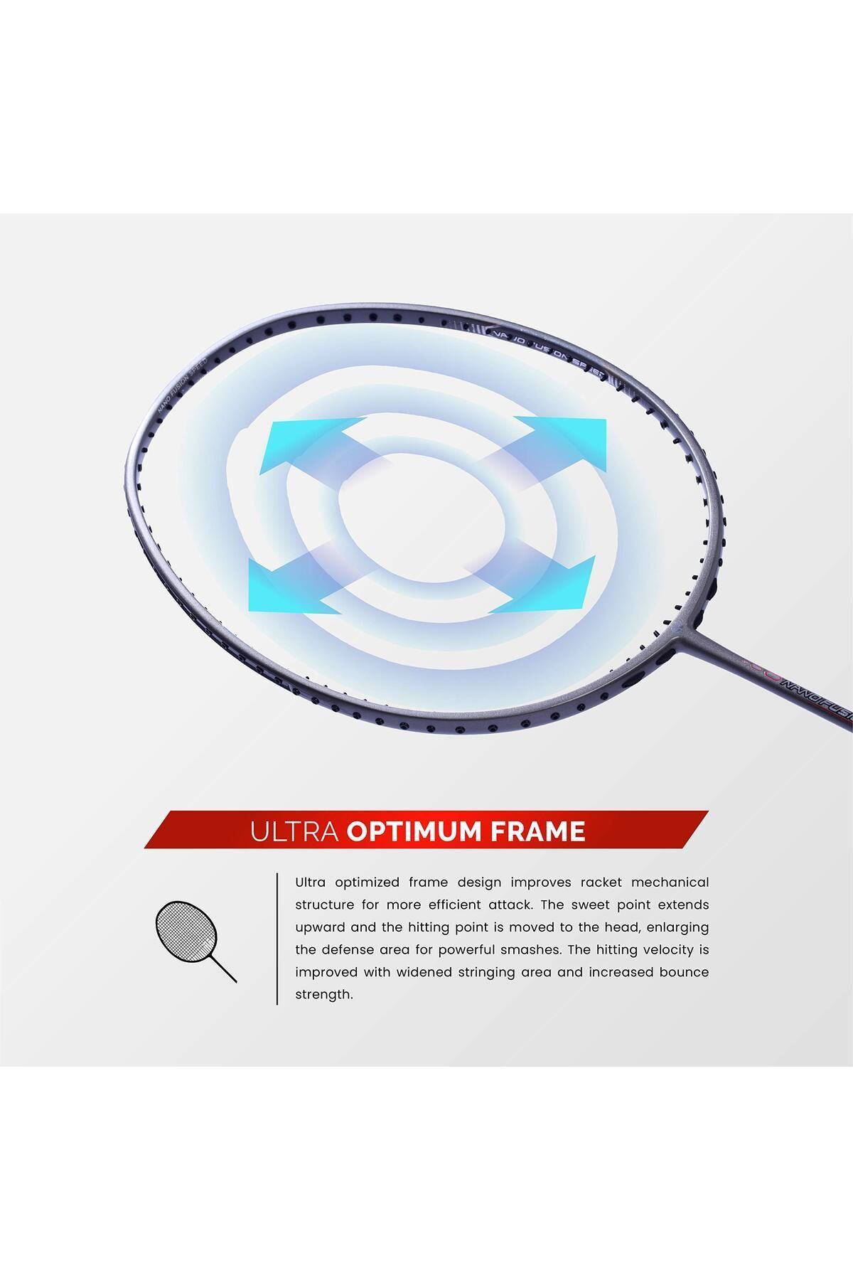 Apacs-Nano Fusion Speed Graphite Unstrung Badminton Racket | 76g, 30 Lbs Tension | Grey 3