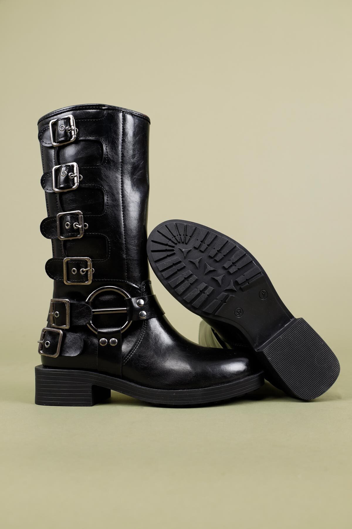 Getcho  Davy Kadın Toka Detaylı Siyah Çizme - Görsel 7