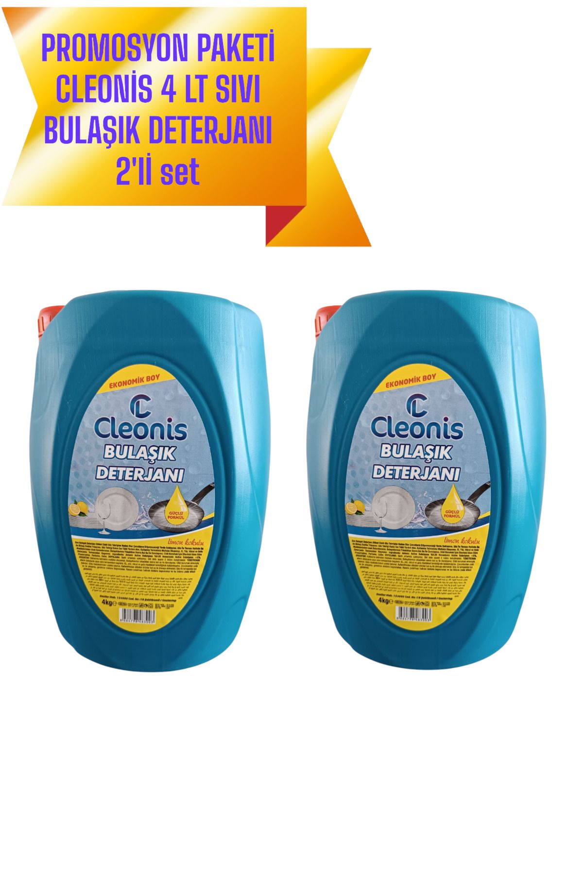 cleonis CLEONİS SIVI BULAŞIK DETERJANI 4 LT*2'Lİ SET-LİMON KOKULU