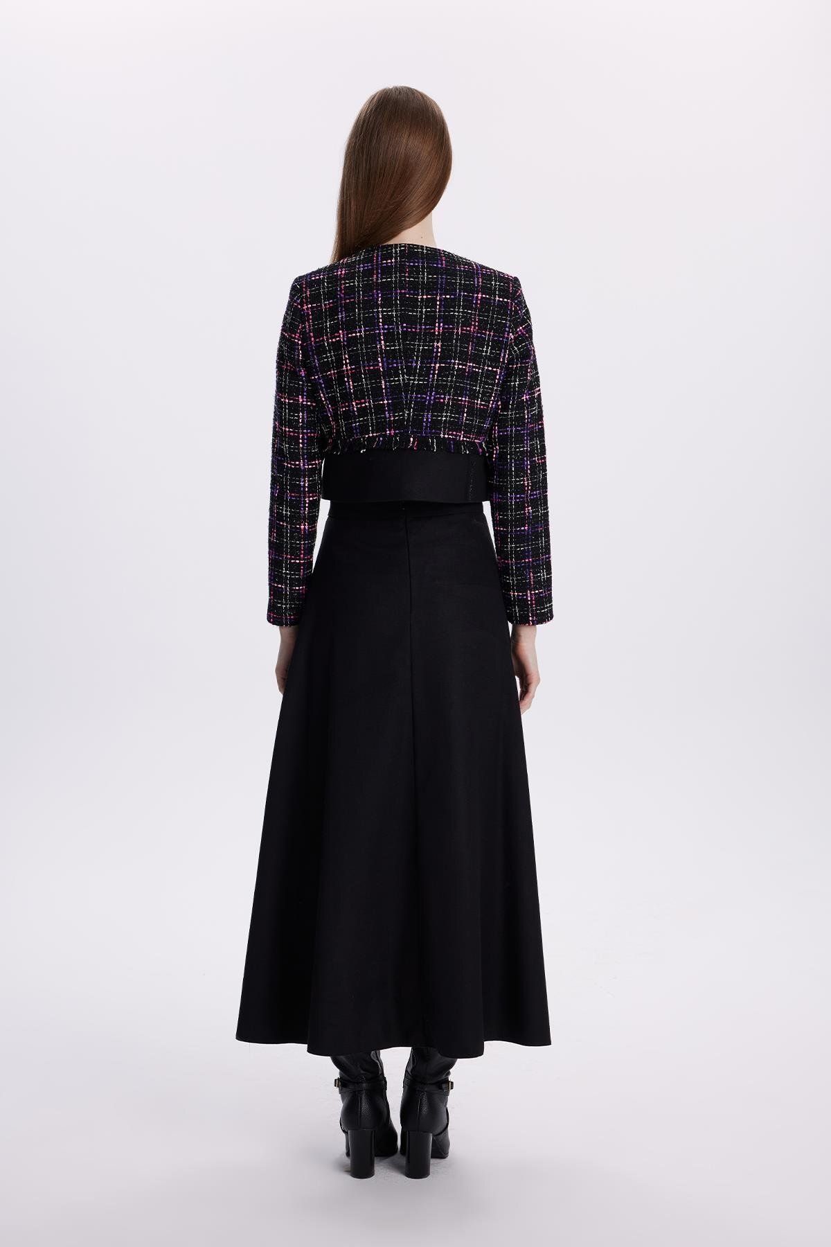 Zühre-Fuchsia Tweed Patterned Button Detailed Set - Tk-1397 5